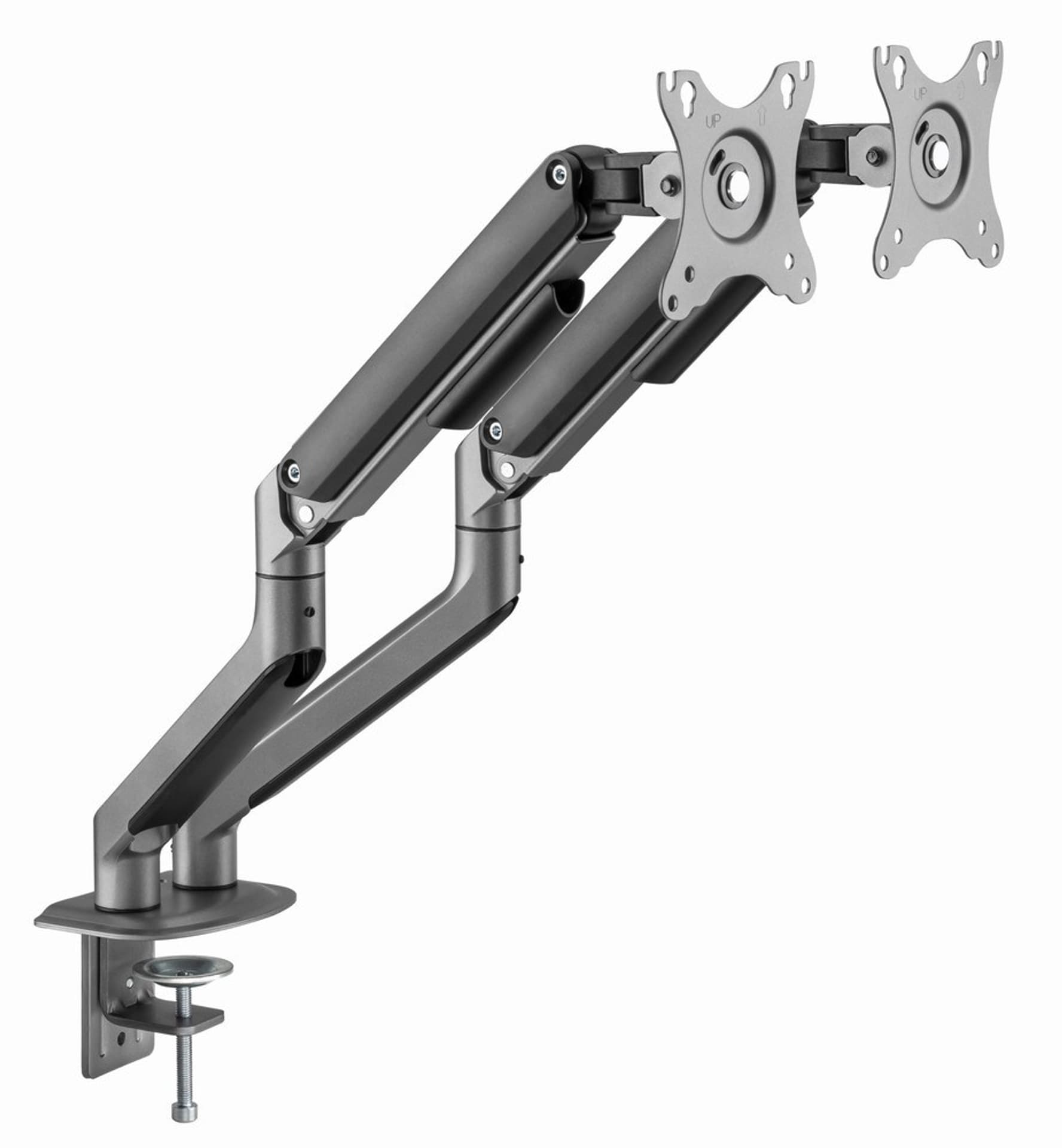 

GEMBIRD BIURKOWE REGULOWANE RAMIĘ/UCHWYT NA 2 MONITORY 17-32, VESA 100X100MM, DO 9 KG, KOLOR SZARY