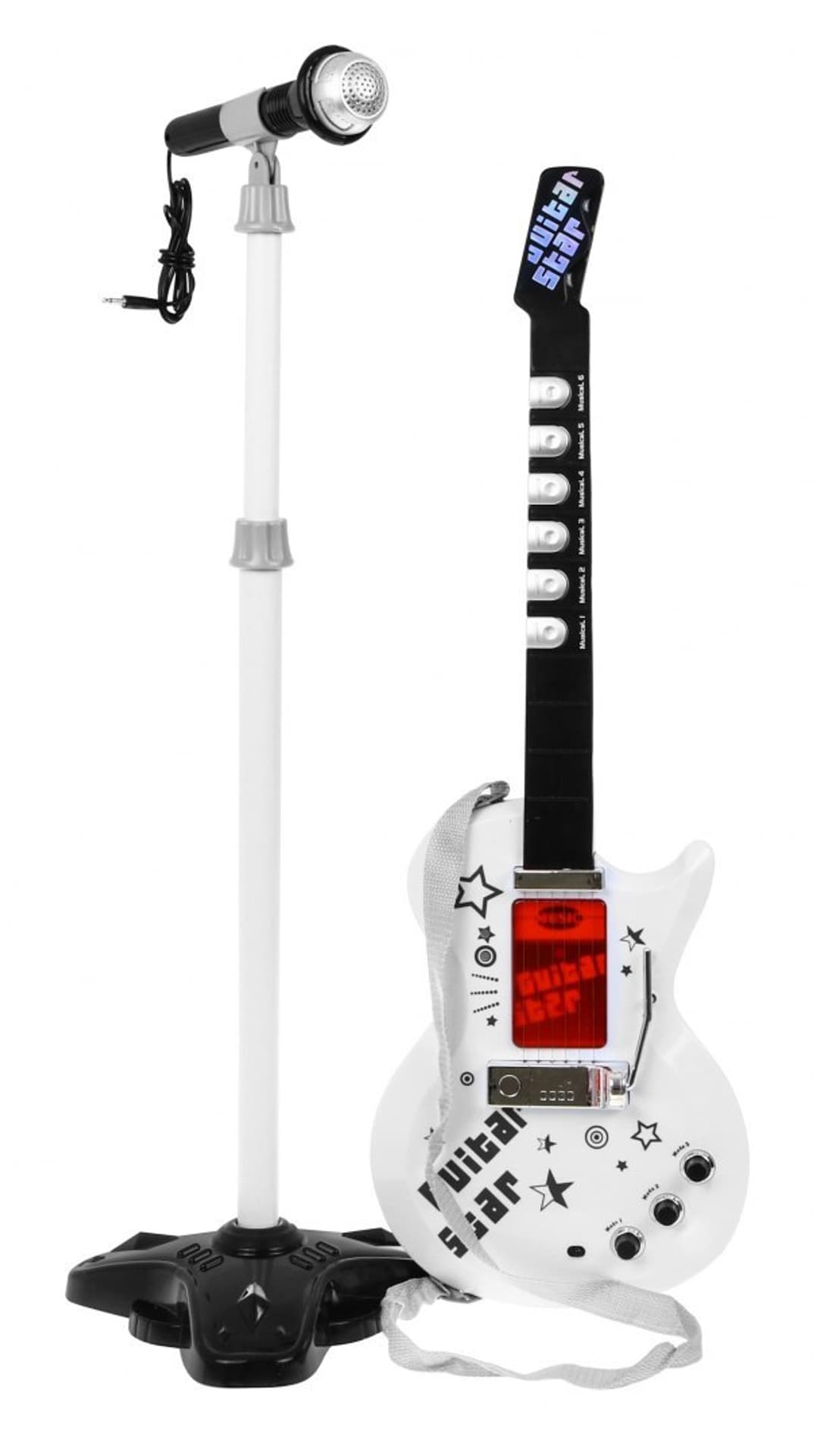 

Gitara elektryczna + Mikrofon dla dzieci 6+ Instrument muzyczny Dźwięki + Światła