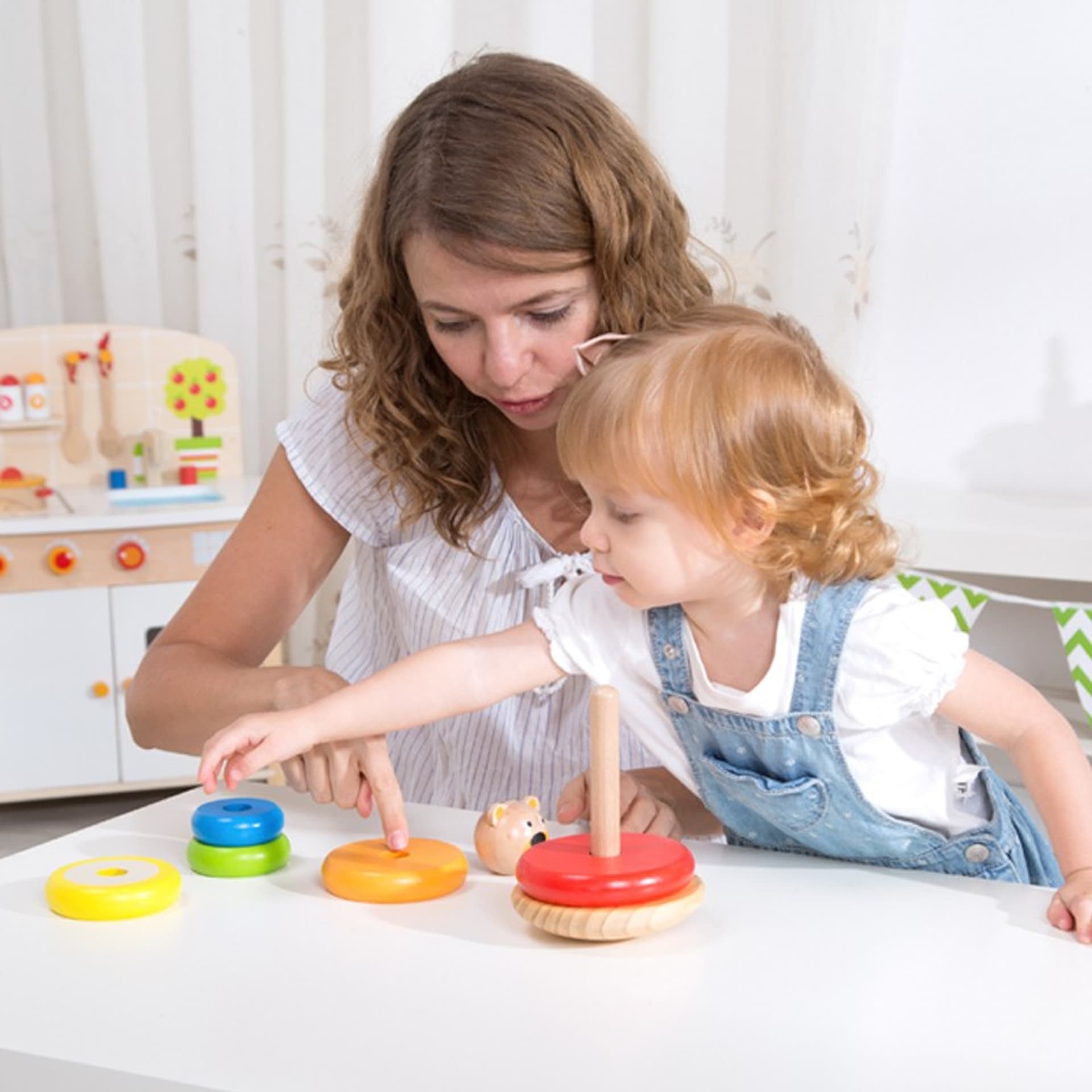 

TOOKY TOY Drewniana Układanka Piramidka Miś