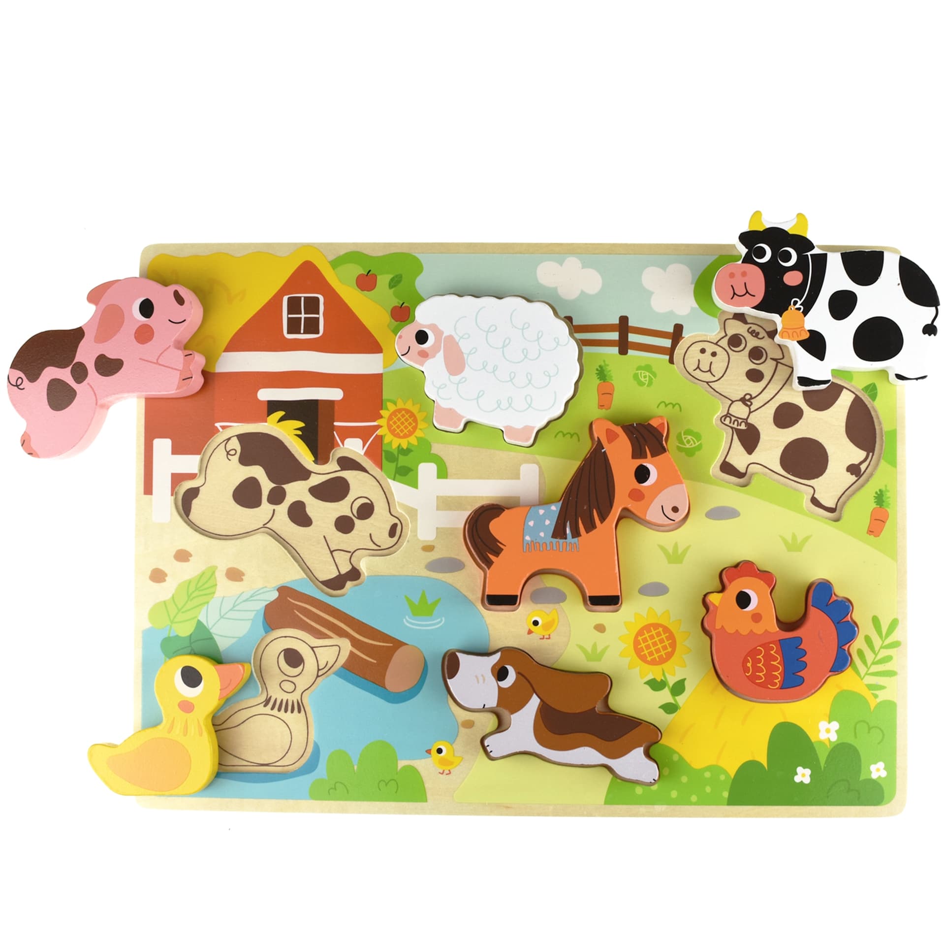 

Tooky Toy Drewniane Puzzle Montessori Zwierzątka Farma Dopasuj Kształty