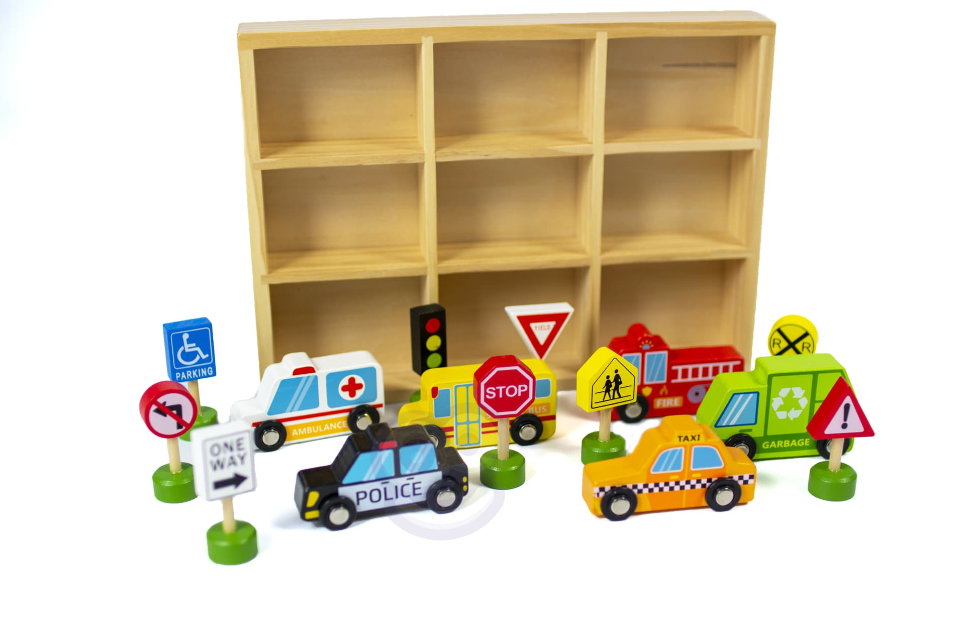 

TOOKY TOY Zestaw Drewnianych Pojazdów i Znaków Drogowych