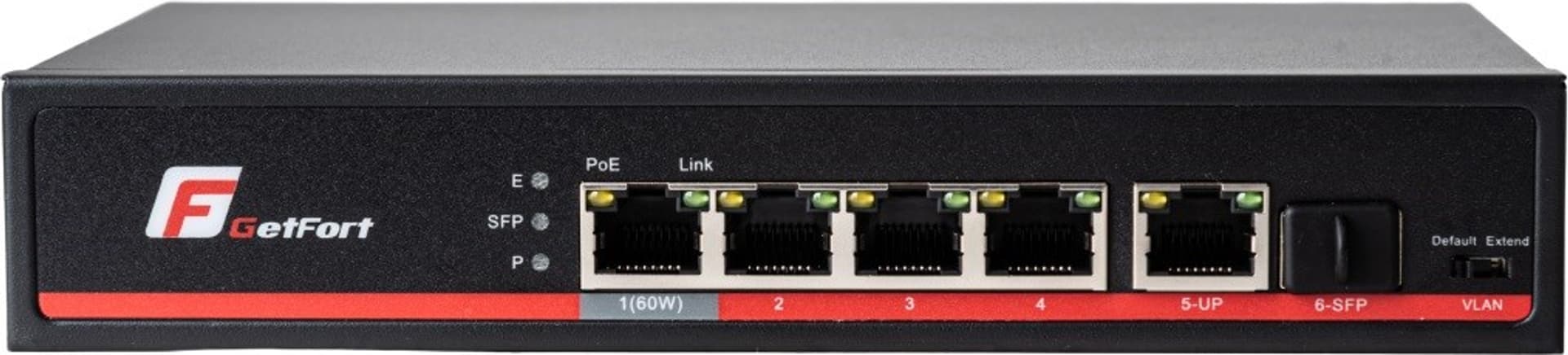 

SWITCH POE GETFORT 4+1+SFP Gigabit Ethernet 65W