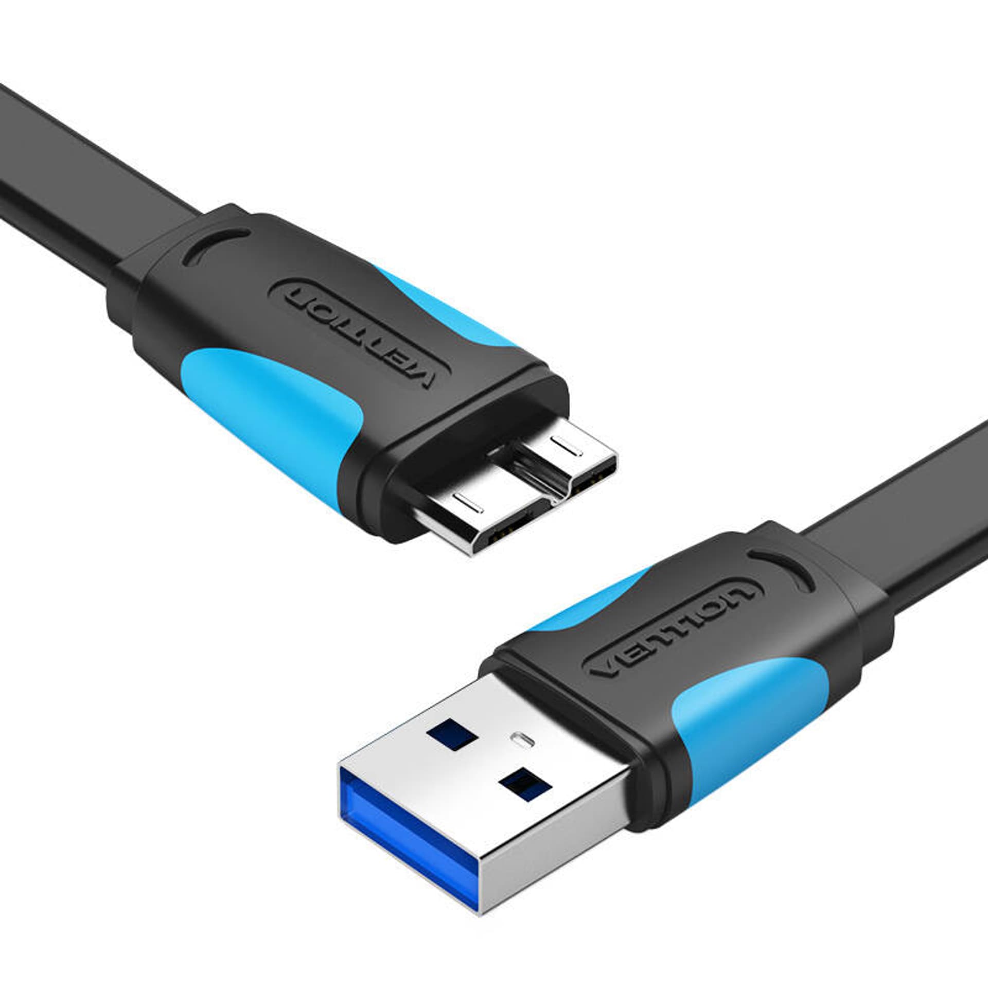 

Płaski przedłużacz USB3.0 A męski do Micro B męski Vention VAS-A12-B150 1,5m czarny