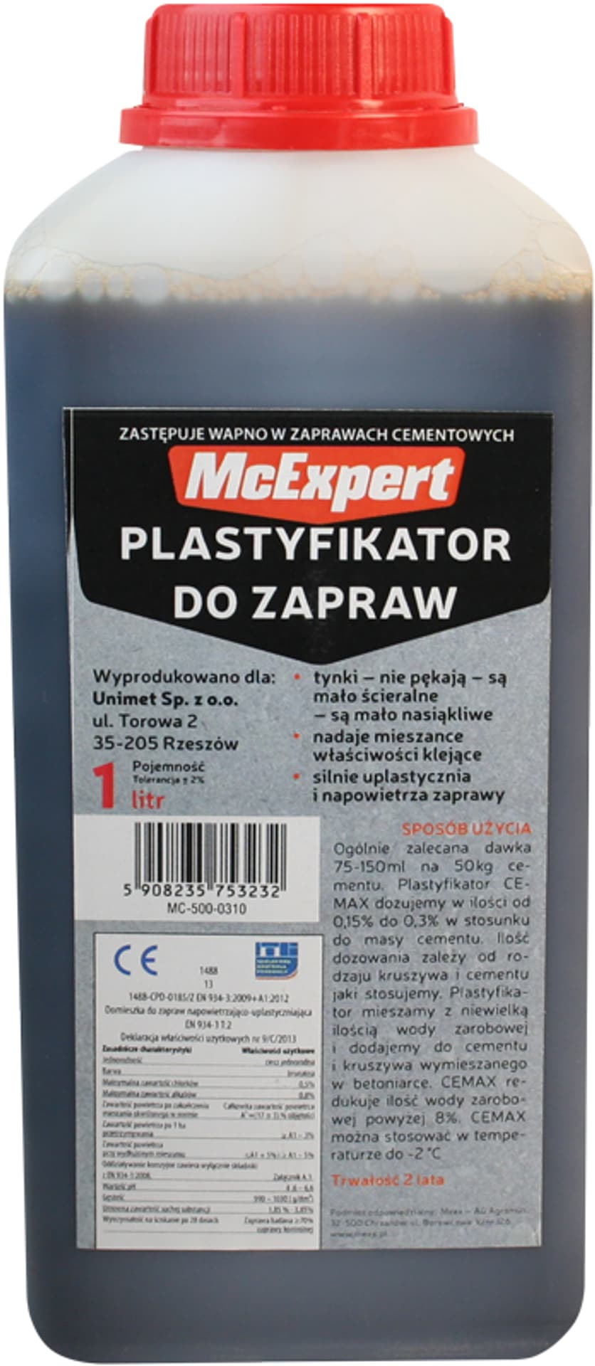 

PLASTYFIKATOR DO ZAPRAW ZASTĘPUJĄCY WAPNO 1L