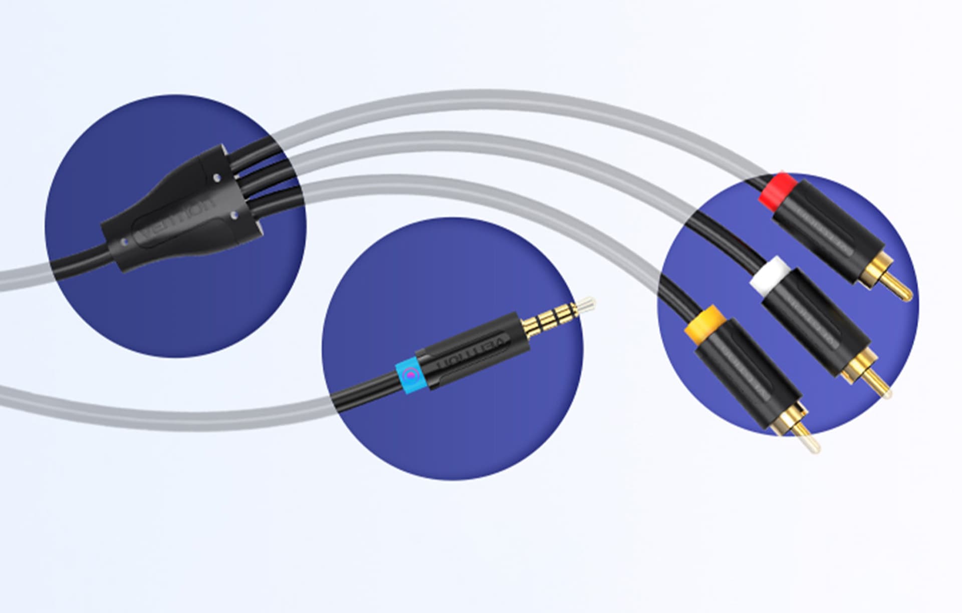 

Kabel AV 3,5mm męski na 3x RCA męski 2m Vention BCBBH czarny