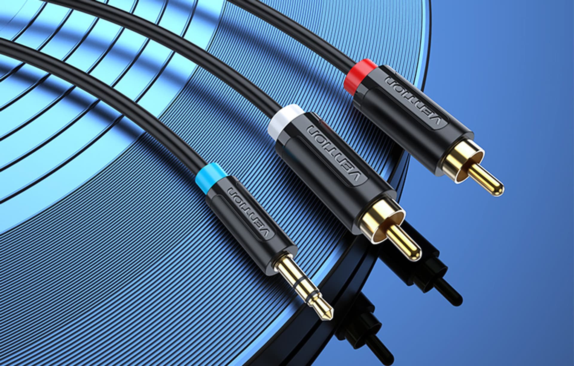 

Kabel adapter 3,5mm męski na 2x męski RCA 10m Vention BCLBL czarny