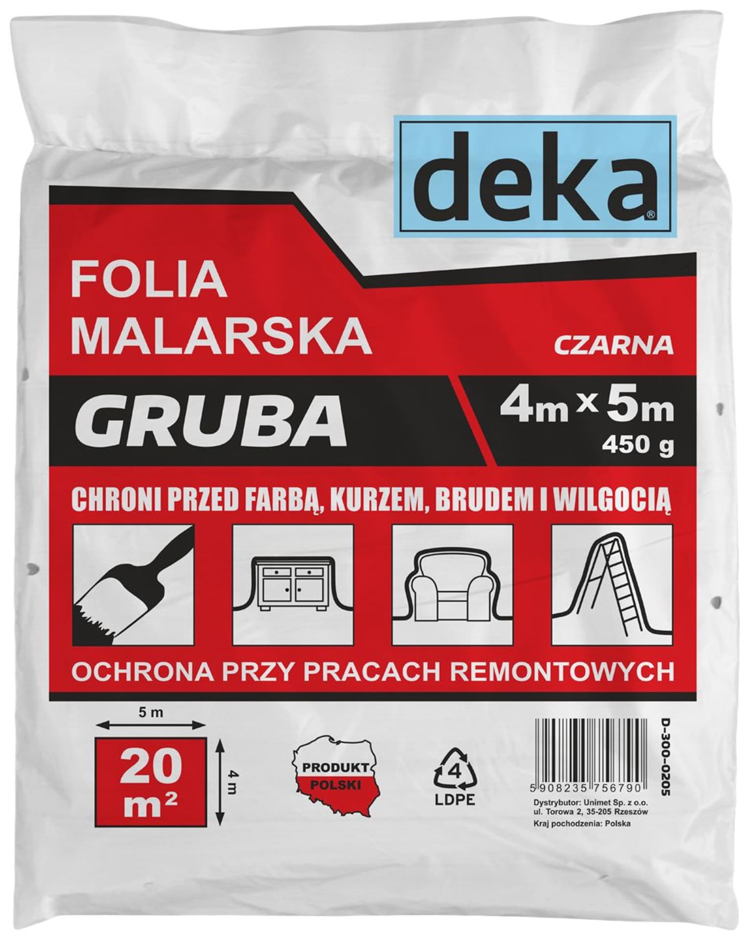 

FOLIA MALARSKA GRUBA CZARNA 4*5M 450G