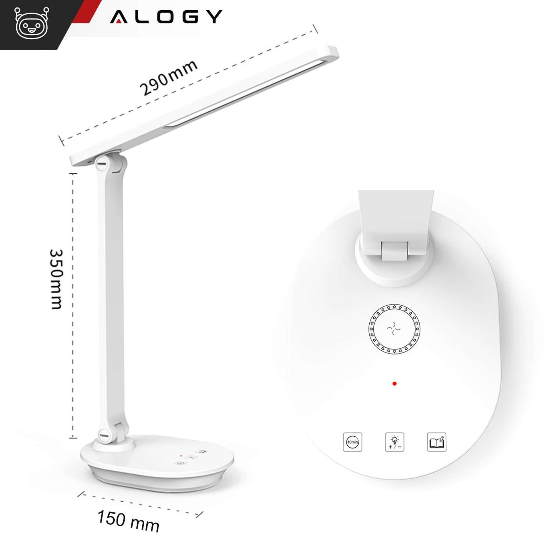 

Lampka LED nocna na biurko z ładowarka indukcyjna QI 15W USB biurkowa do czytania Czasowy wyłącznik Alogy Desk Biała