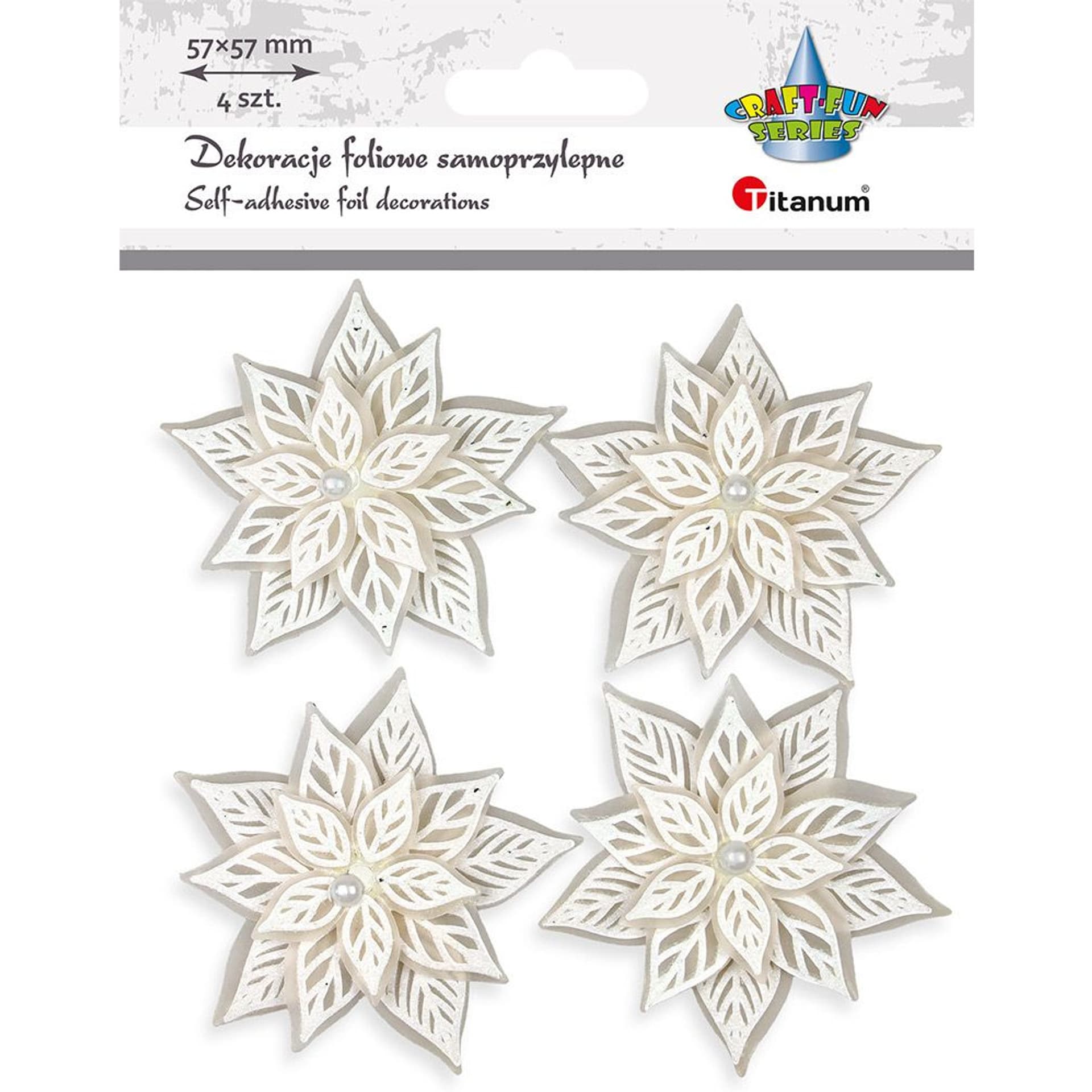 

Naklejki 3D biała poinsecja 4szt. 507978 TITANUM