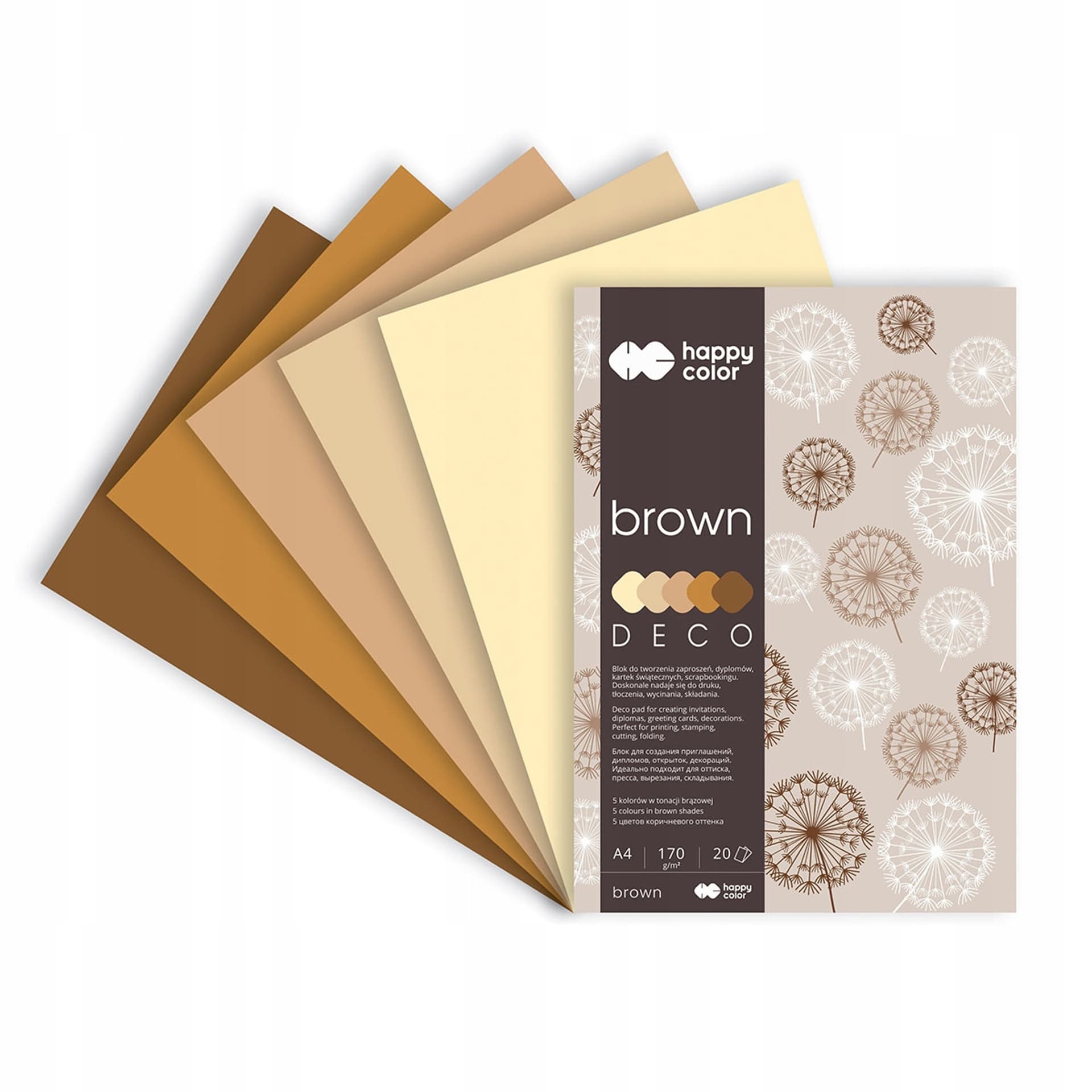 

Blok A4 20k 170g 5 kolorów DECO BROWN HA 3717 2030-072 HAPPY COLOR
