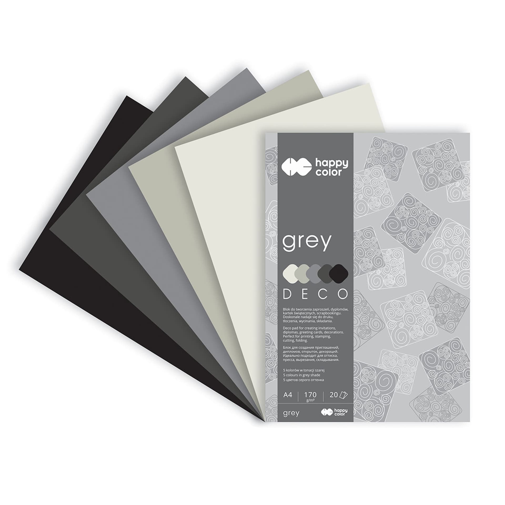 

Blok A4 20k 170g 5 kolorów DECO GREY HA 3717 2030-082 HAPPY COLOR