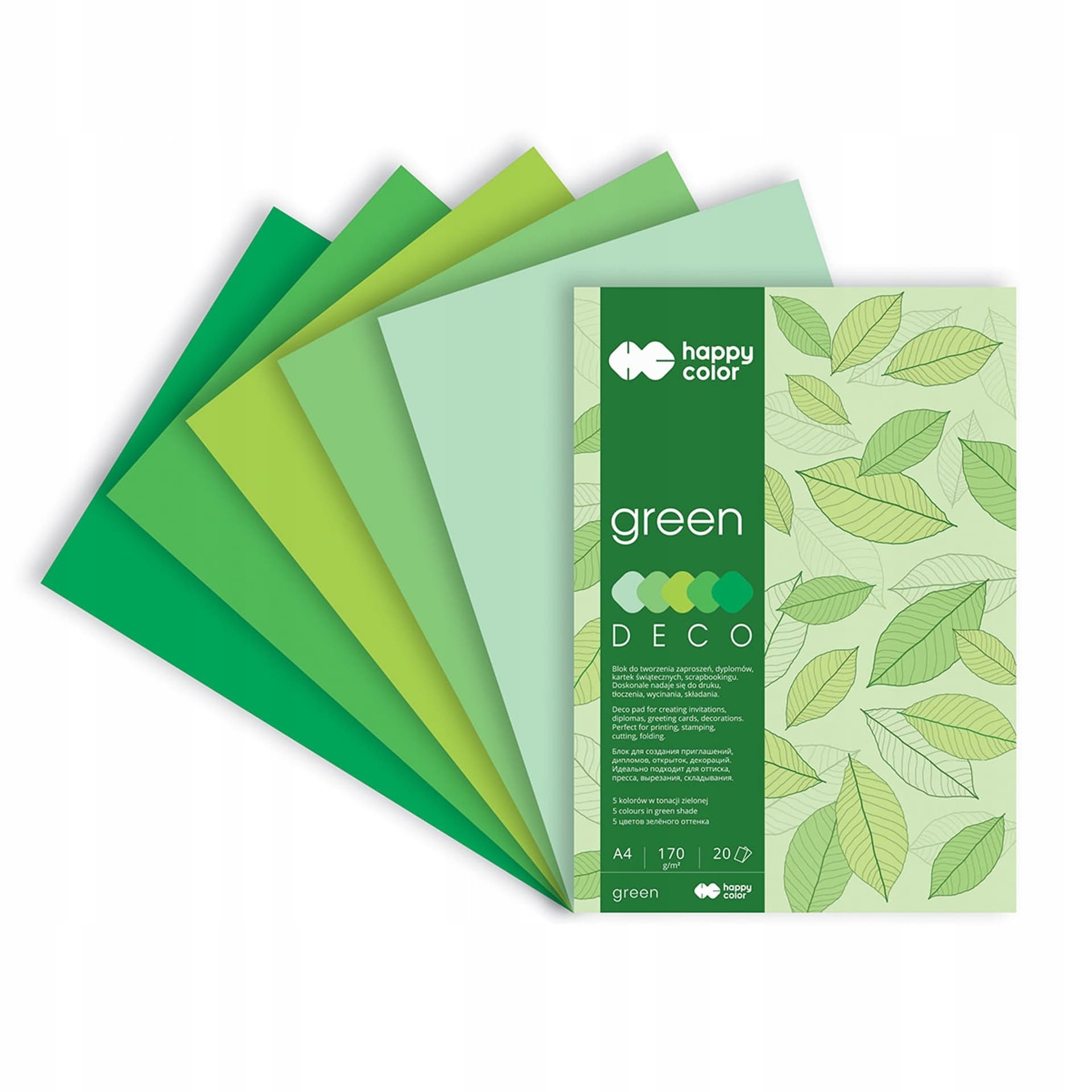 

Blok A4 20k 170g 5 kolorów DECO GREEN HA 3717 2030-052 HAPPY COLOR