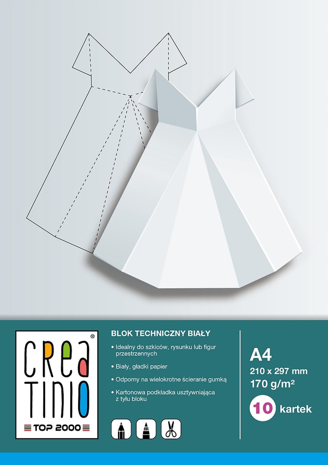 

Blok techniczny A4 10k 190g biały 400079849 CREATINIO