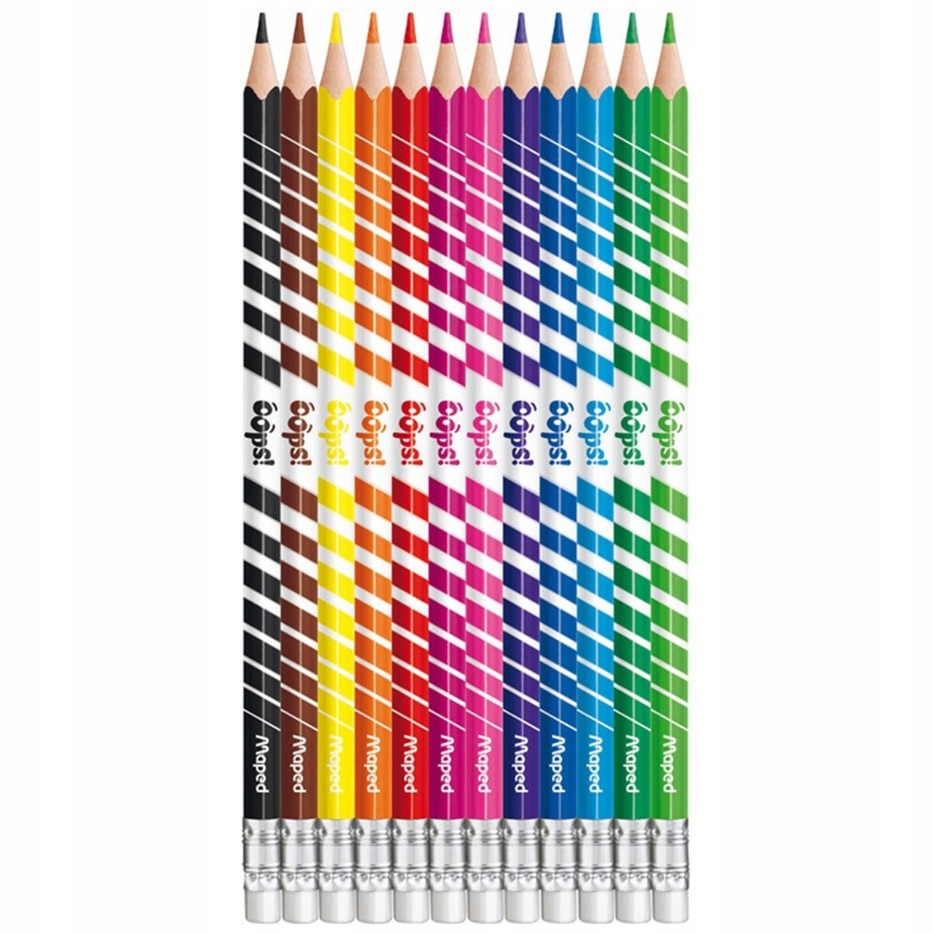 

Kredki trójkątne ścieralne z gumką 12kol. OOPS 832812 COLORPEPS MAPED