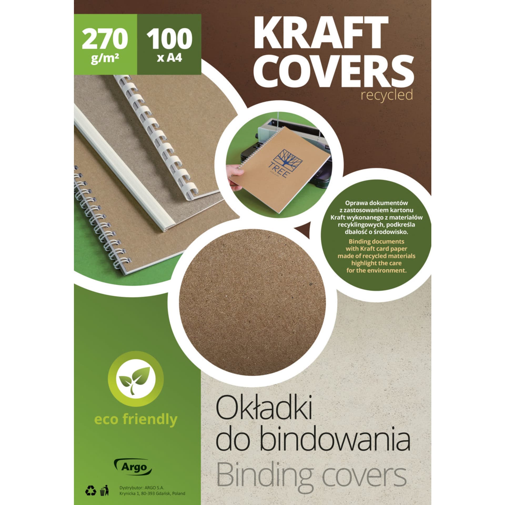 

Okładka do bindowania karton KRAFT ECO ciemnobeżowy 270g. (100szt.) 204126 ARGO, 100szt.) 204126 arg