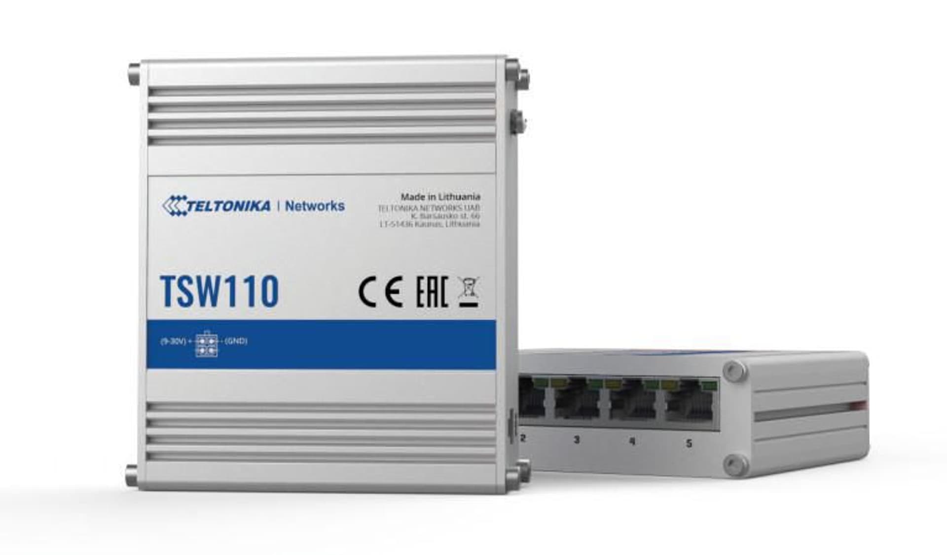 

TELTONIKA TSW110 INDUSTRIAL UNMANAGED L2 SWITCH, 5X 10/100/1000MB/S PORTS