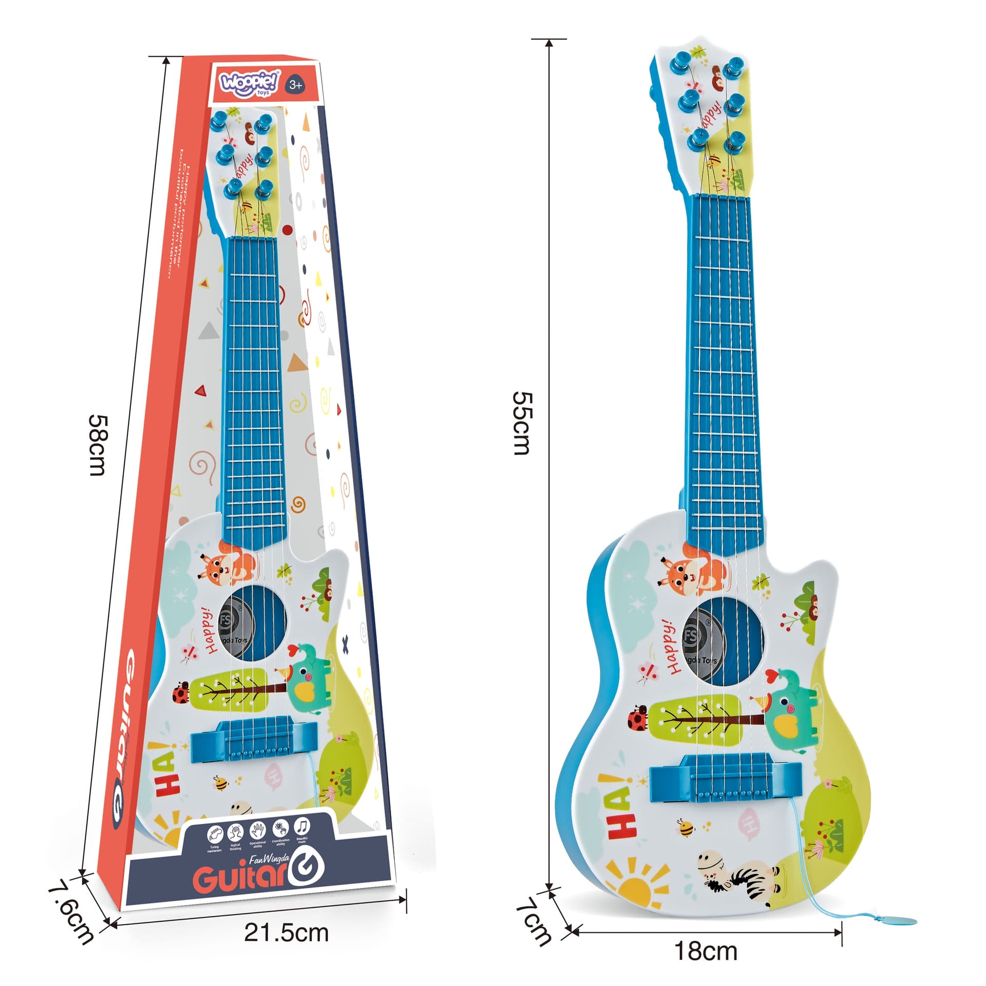

WOOPIE Gitara Akustyczna dla Dzieci Niebieska 55 cm