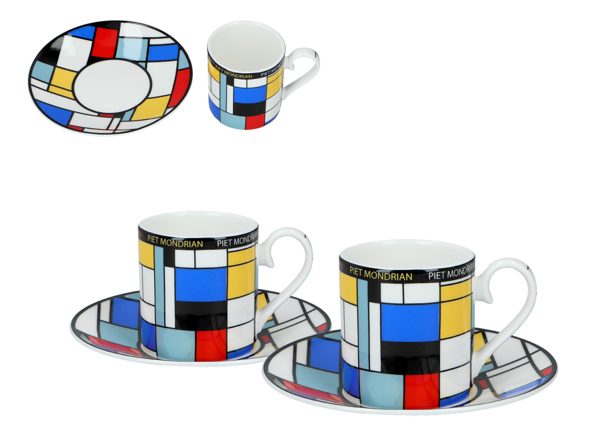 

Kpl. 2 filiżanek espresso - P. Mondrian, Composition A (CARMANI)