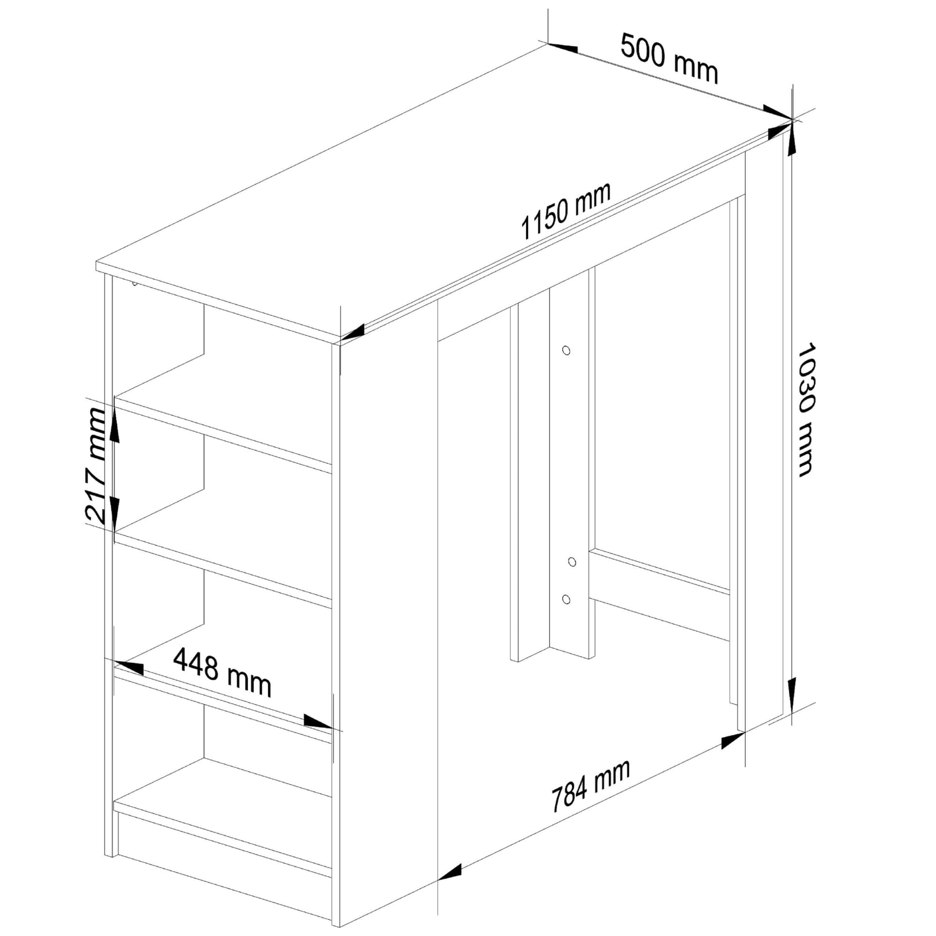 

Stolik barowy pod hoker 115cm Biały / Dąb Sonoma