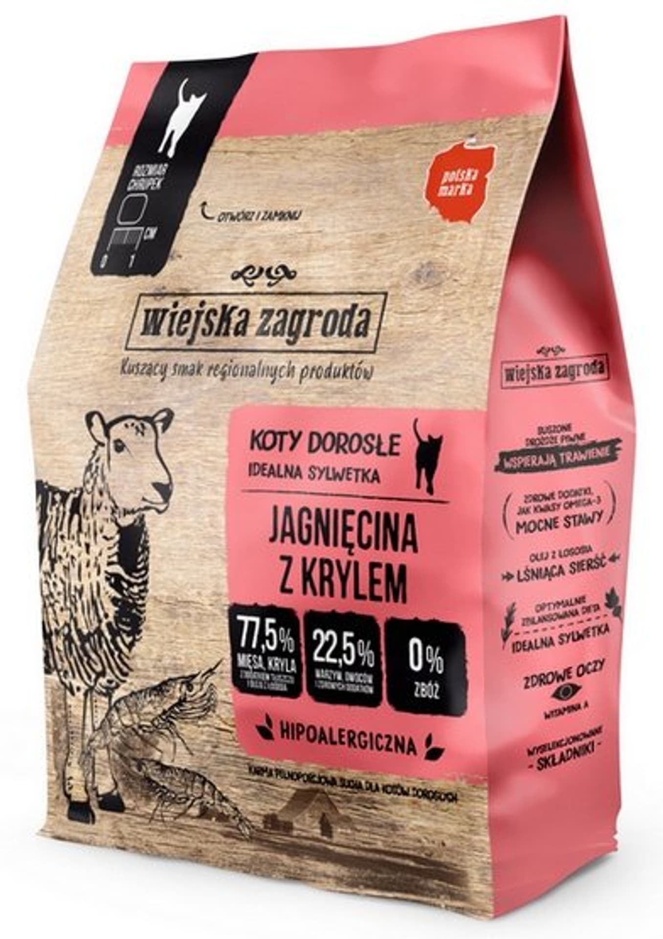 

WIEJSKA ZAGRODA Karma sucha dla kotów jagnięcina z krylem 400g