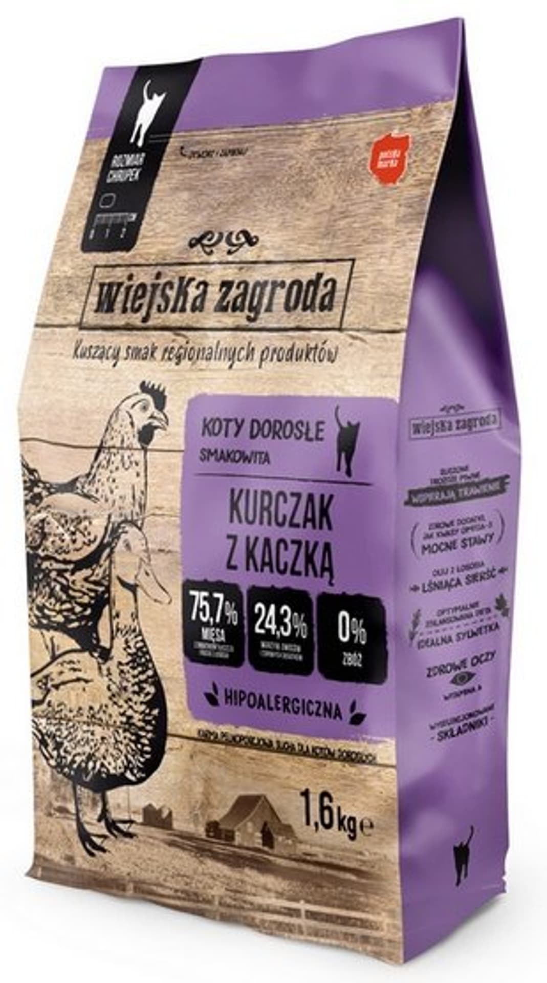 

WIEJSKA ZAGRODA Karma kurczak z kaczką dla kota 1,6kg