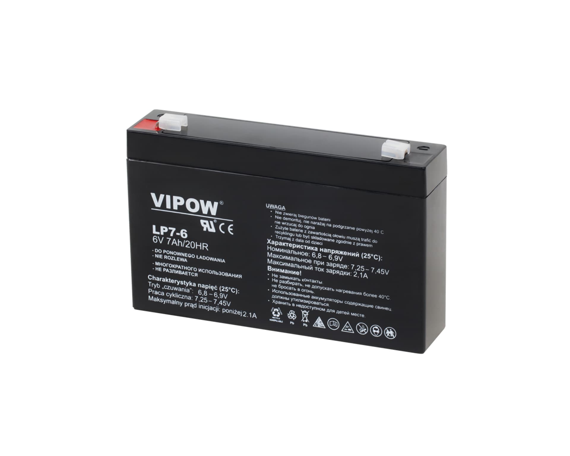 

Akumulator żelowy Vipow 6V 7Ah BAT0207