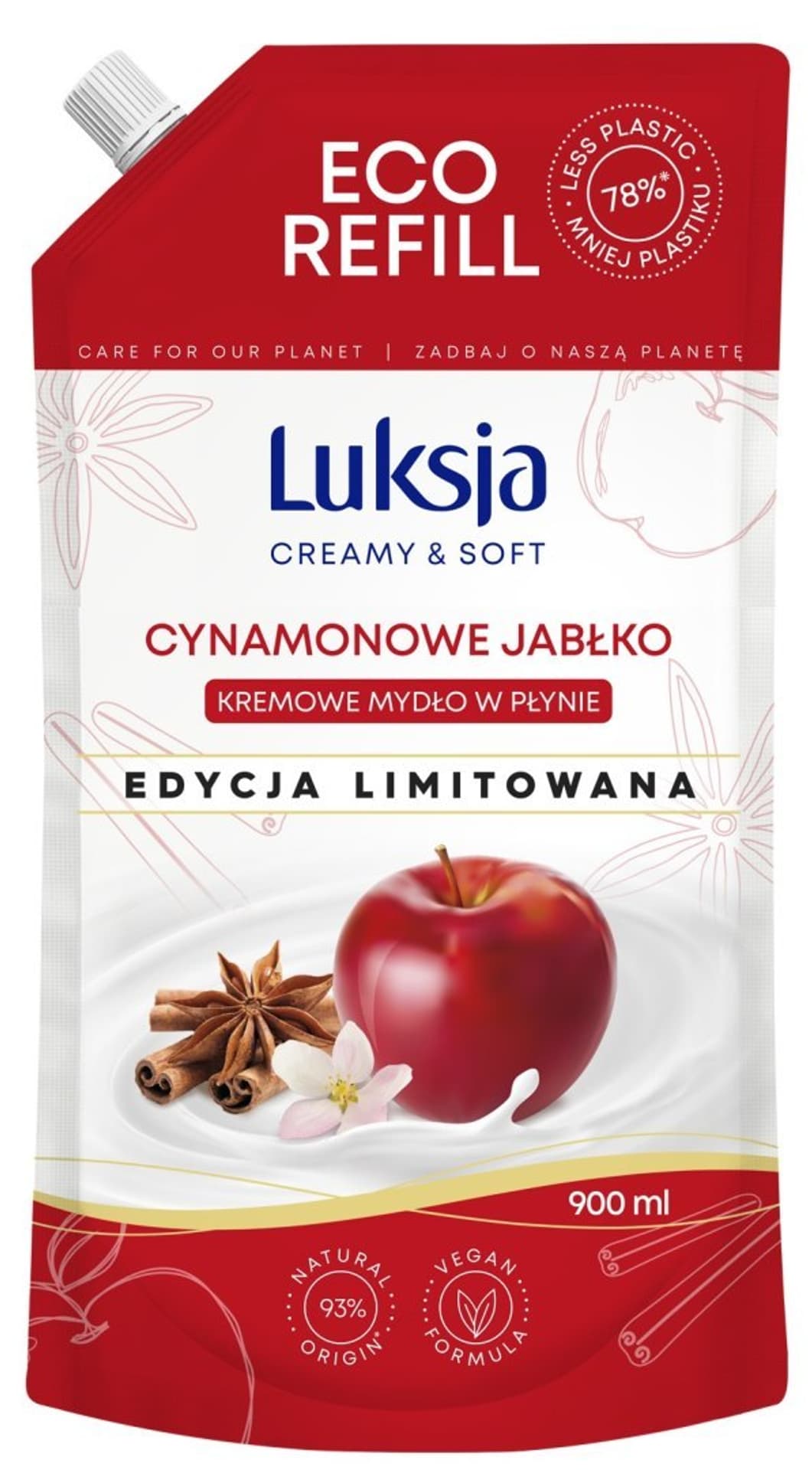 

LUKSJA Creamy & Soft Kremowe Mydło w płynie - Cynamonowe Jabłko (edycja limitowana) 900ml-zapas, Edycja limitowana) 900ml-zapa