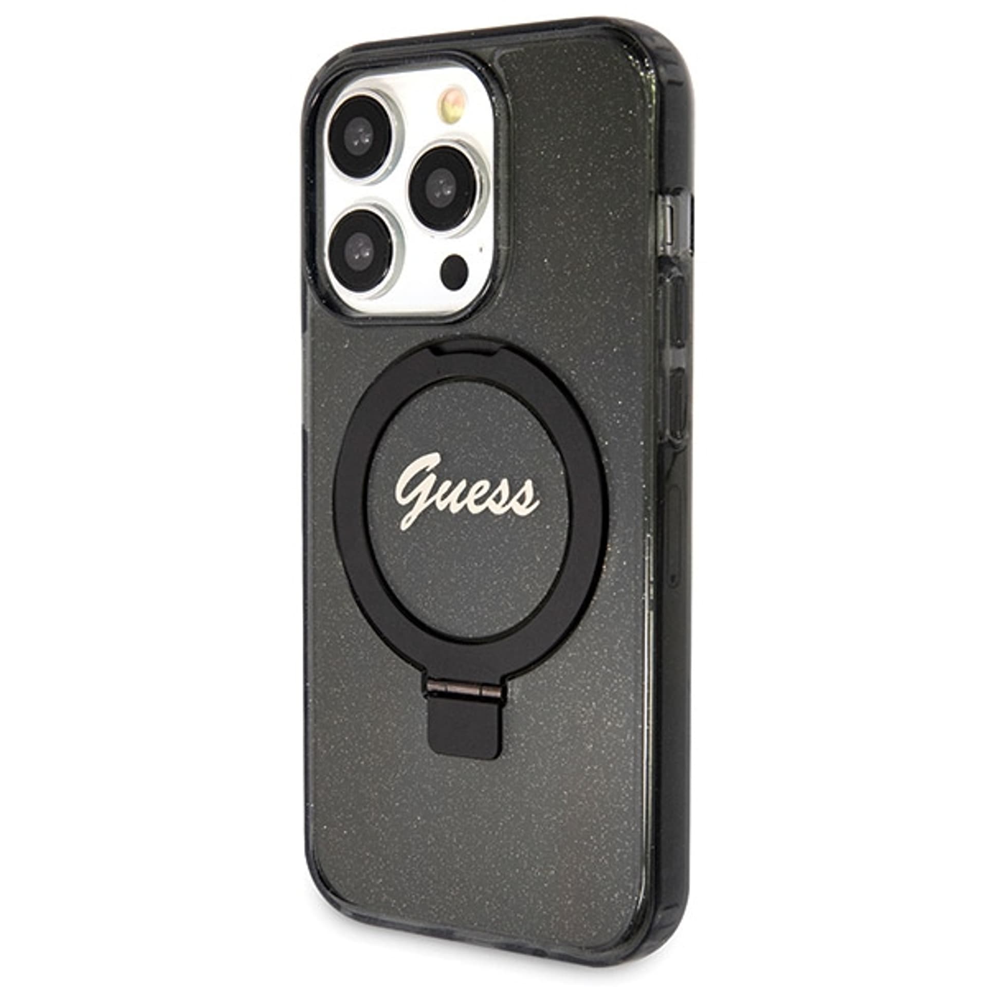 

Guess GUHMP13XHRSGSK iPhone 13 Pro Max 6.7" czarny/black hardcase Ring Stand Script Glitter MagSafe