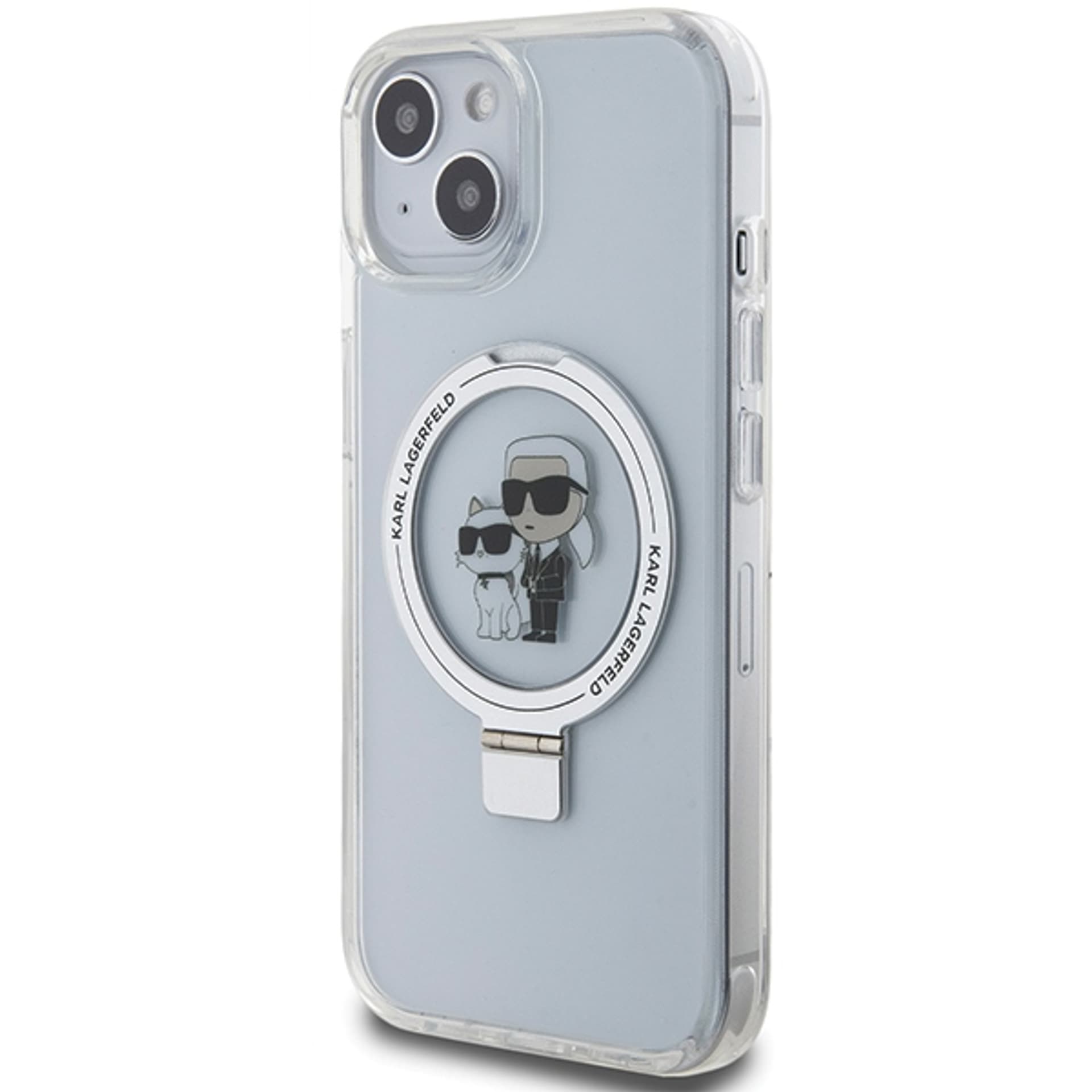 

Karl Lagerfeld KLHMP14SHMRSKCH iPhone 14 / 15 / 13 6.1" biały/white hardcase Ring Stand Karl&Choupettte MagSafe
