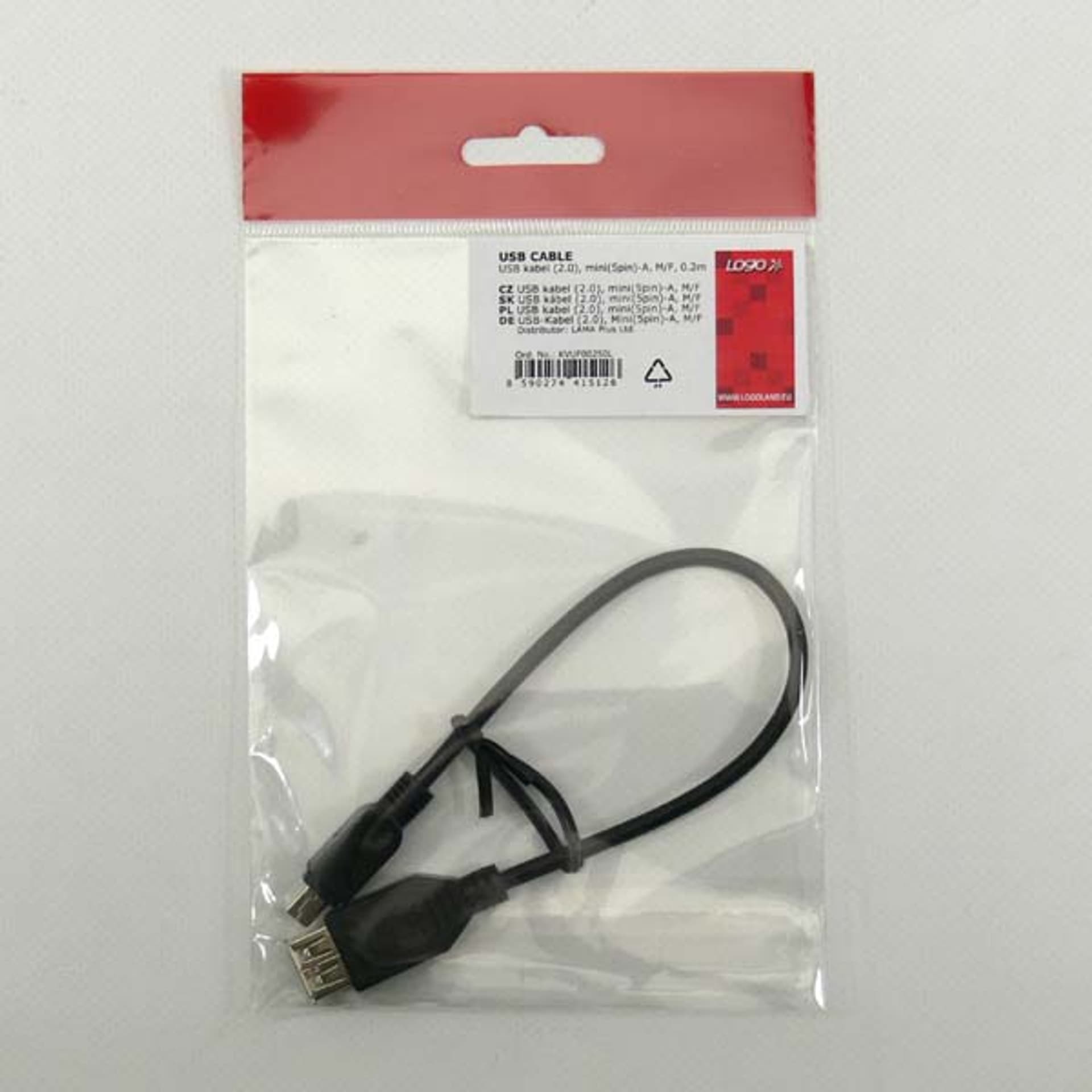 

Logo USB kabel (2.), miniUSB (M) - USB A F, .2m, czarny, M) - usb a f/czarn