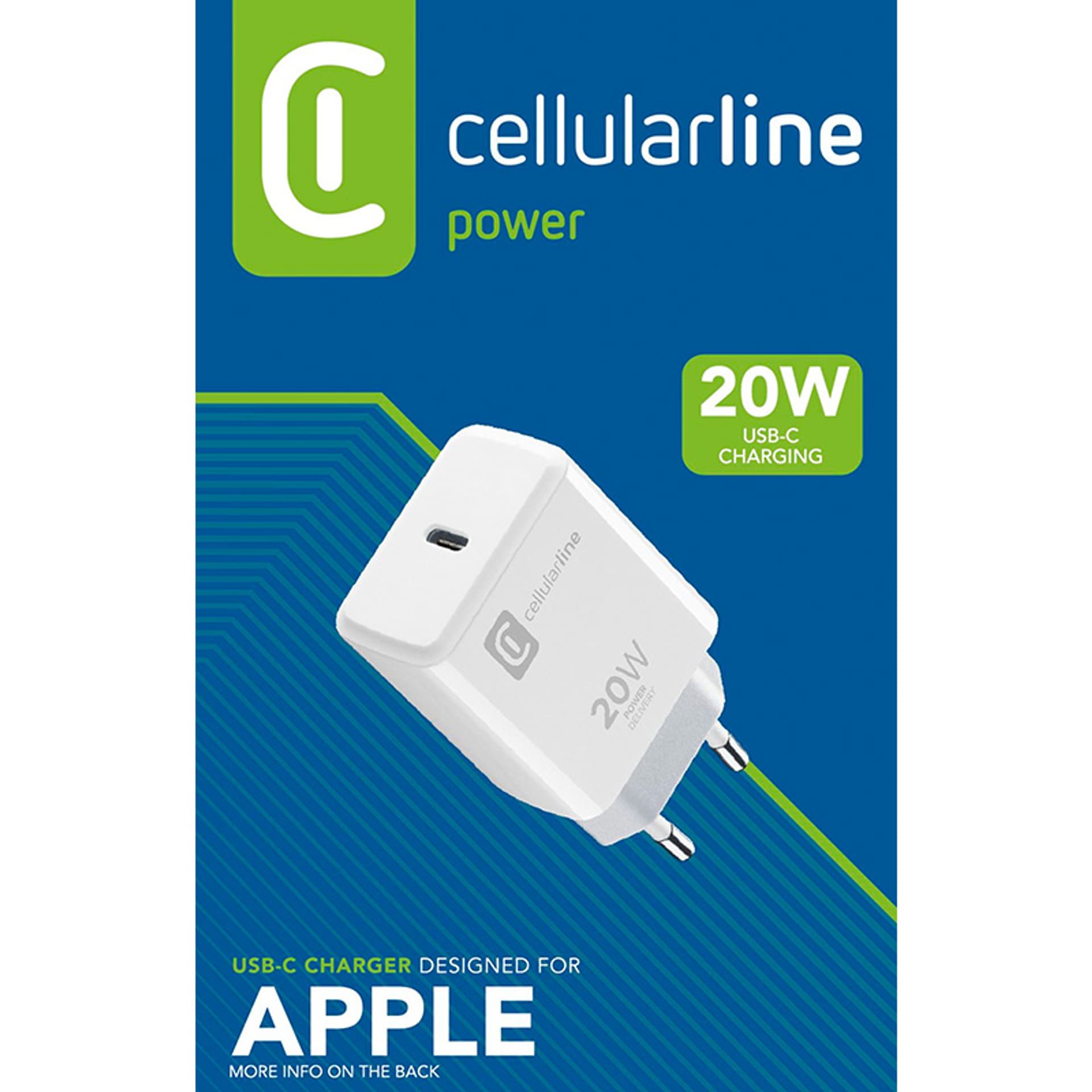 

Cellularline - Ładowarka sieciowa USB-C Power Delivery 20W (Designed for Apple) (biały)