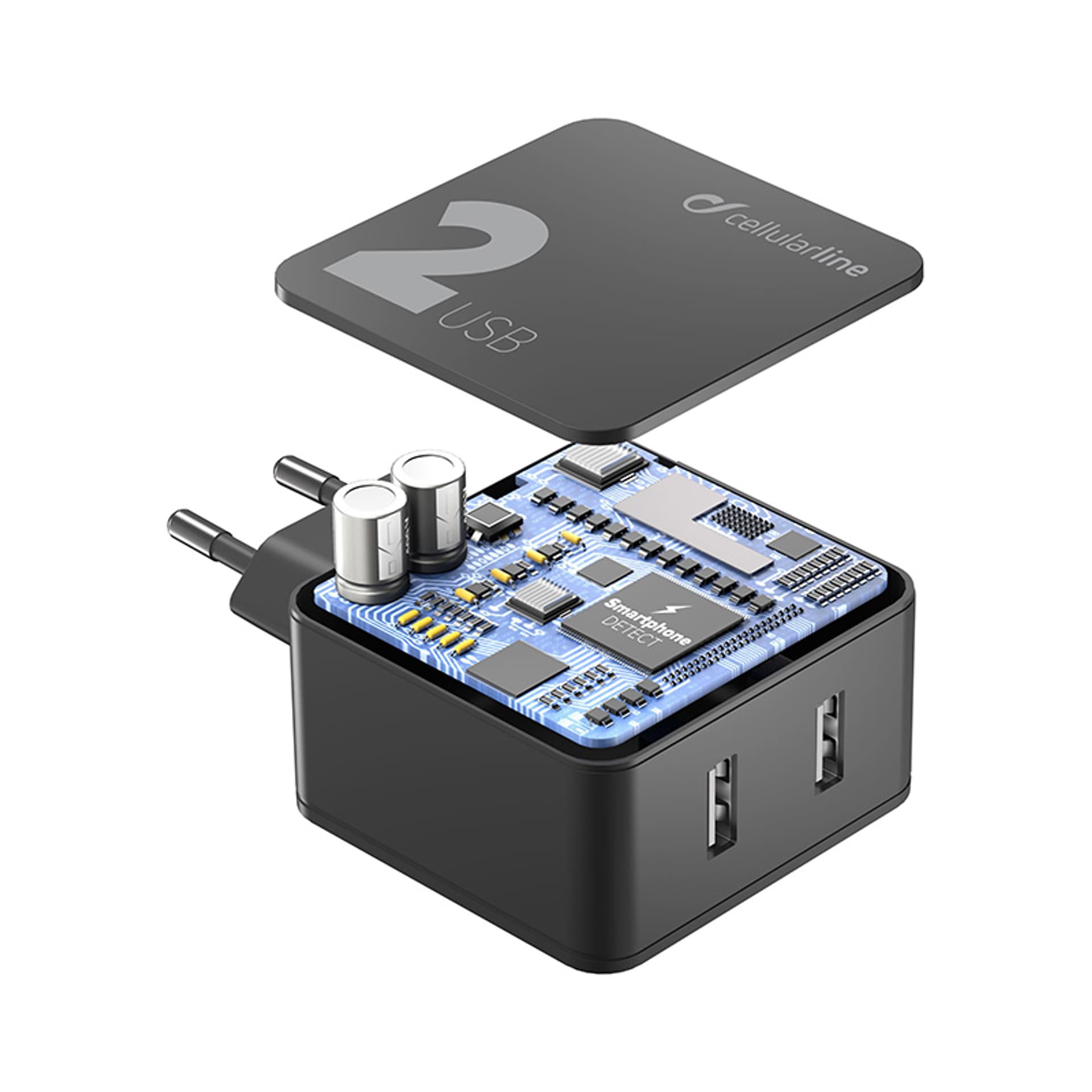 

Cellularline Multipower 2 - Ładowarka sieciowa 2x USB-A 12W + 12W (czarny)