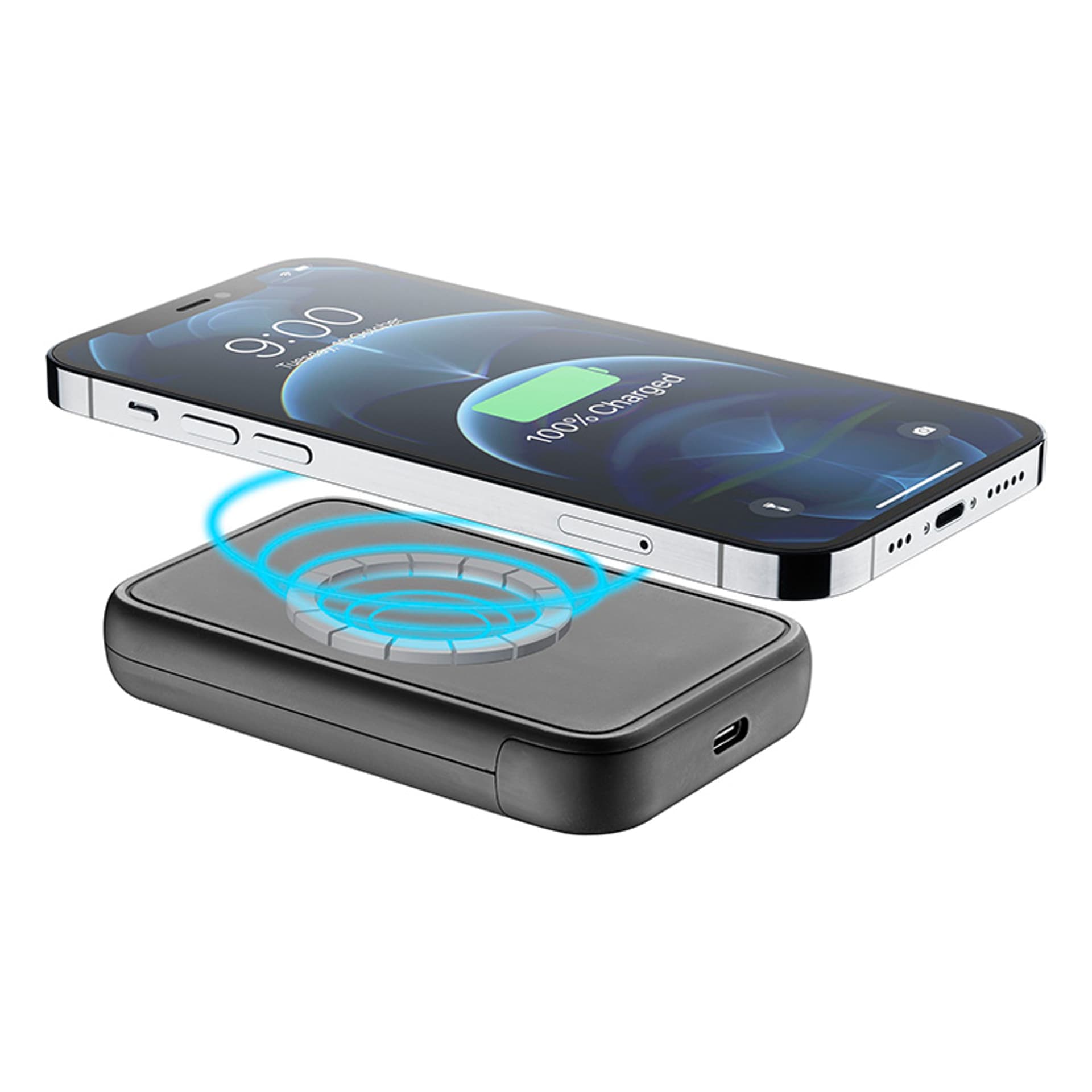 

Cellularline Ring MAG 5000 - Power bank indukcyjny 5000mAh 7.5W MagSafe z funkcją standu (czarny)