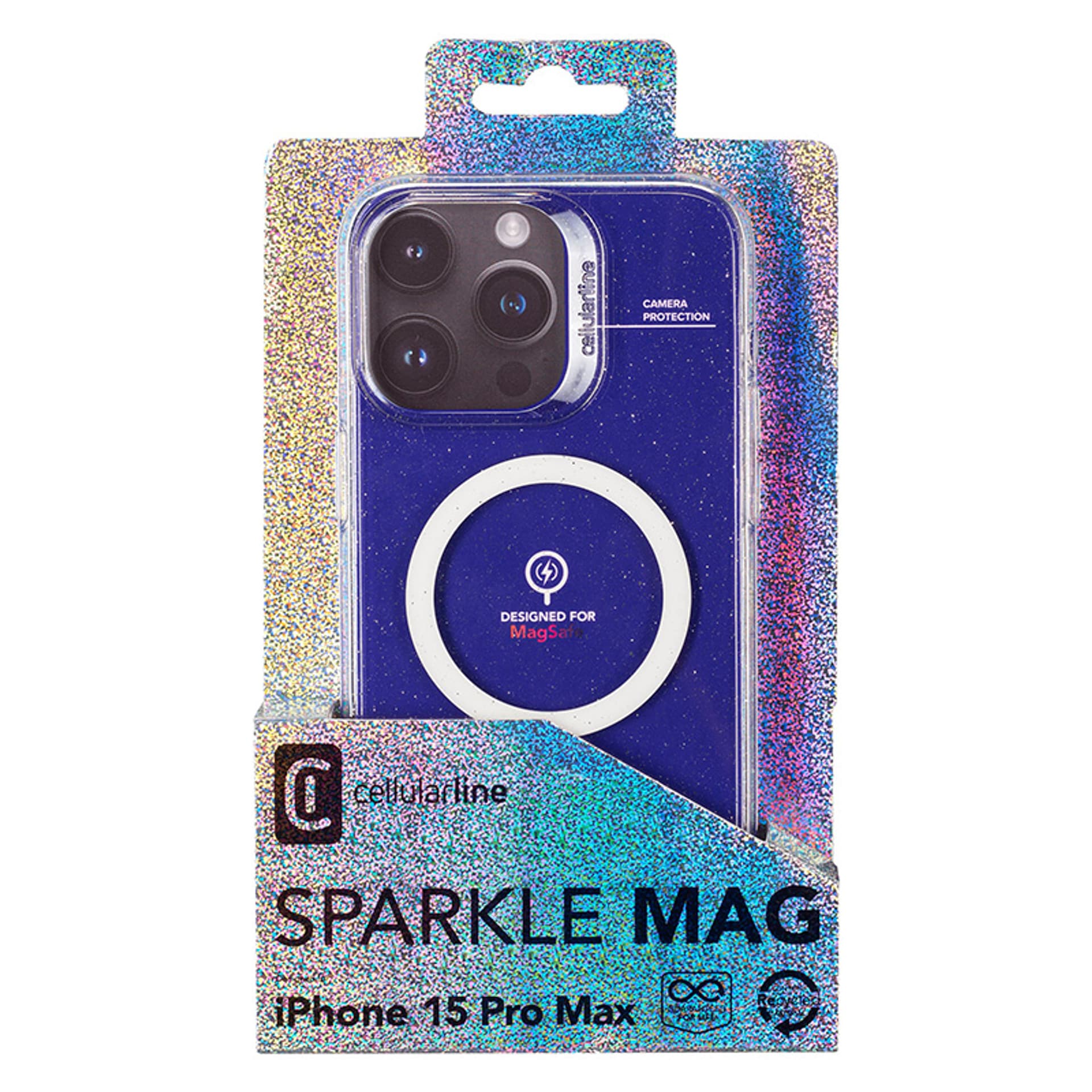 

Cellularline Sparkle Mag - Etui iPhone 15 Pro Max MagSafe (przezroczysty)