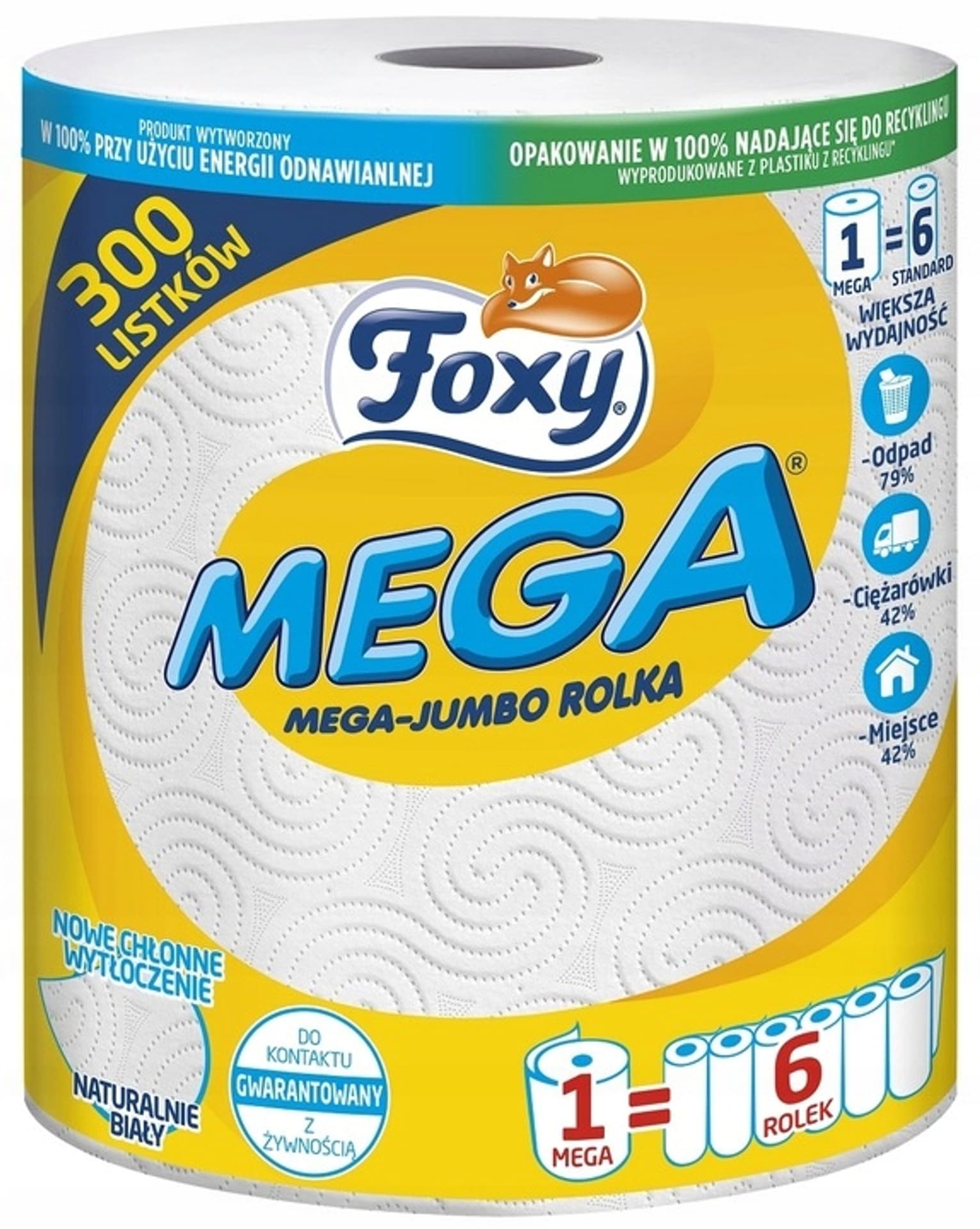 

Ręcznik kuchenny FOXY MEGA JUMBO 300 listków 2 warstwy