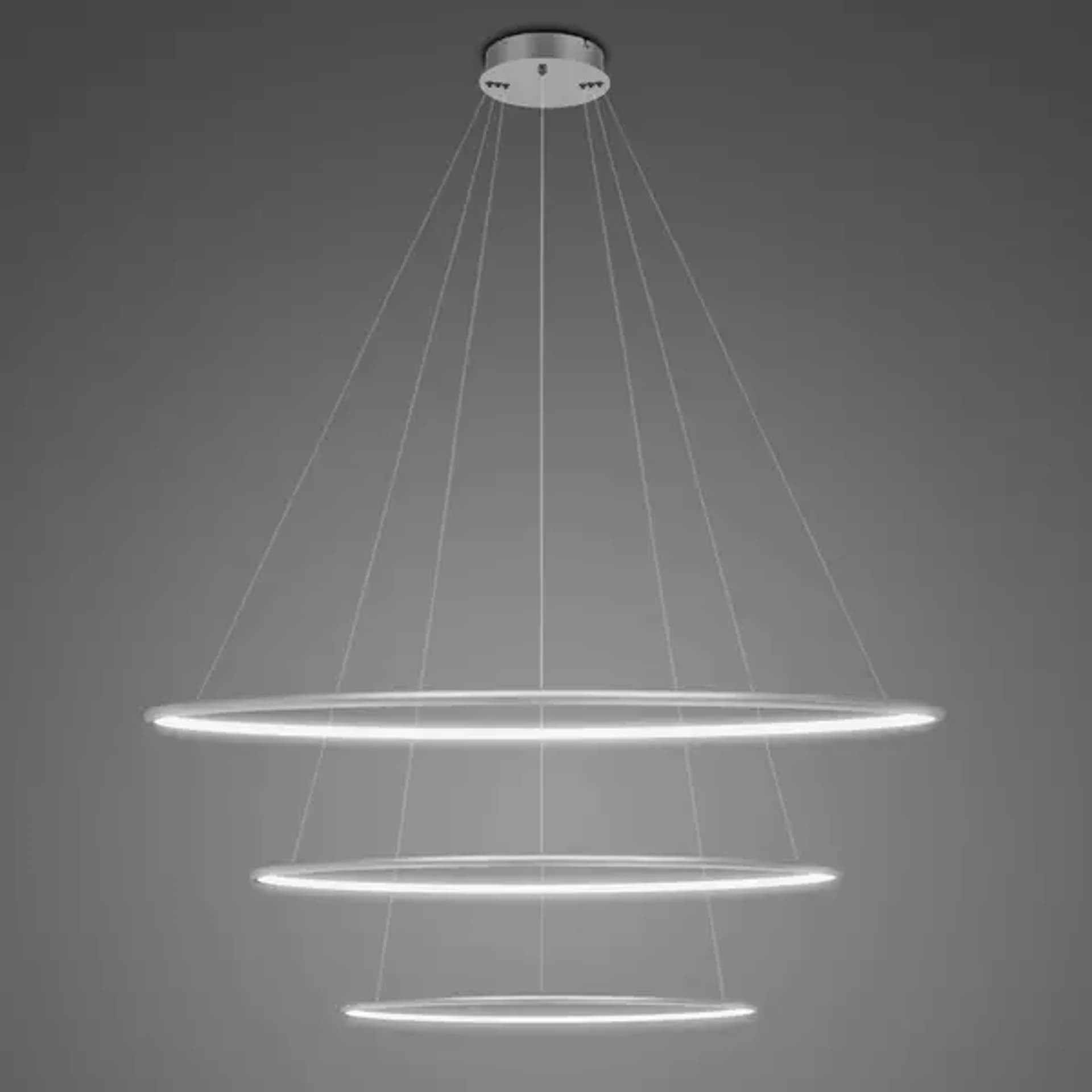 

Lampa wisząca Ledowe Okręgi No.3 Φ80 cm in 4k srebrna Altavola Design (Barwa światła barwa dzienna, Kierunek padania światła do wewnątrz, Kolor srebrny, Możliwość ściemniania nie)