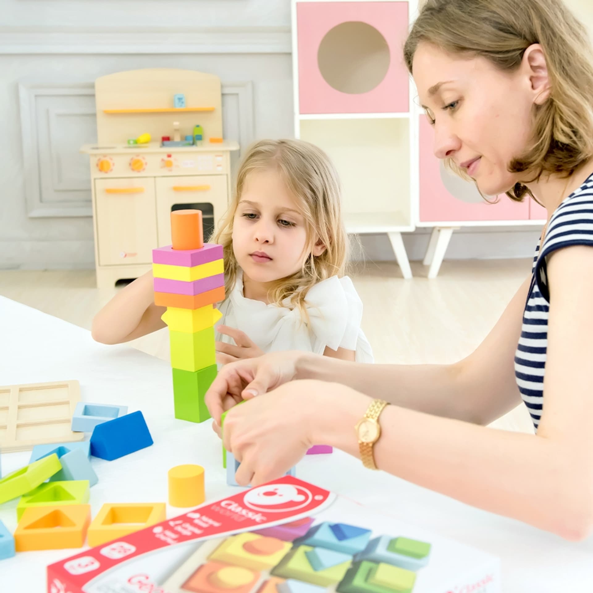 

CLASSIC WORLD Układanka Nauka Kształtów i Liczenia 5w1 Domino Sorter MONTESSORI 28 el.