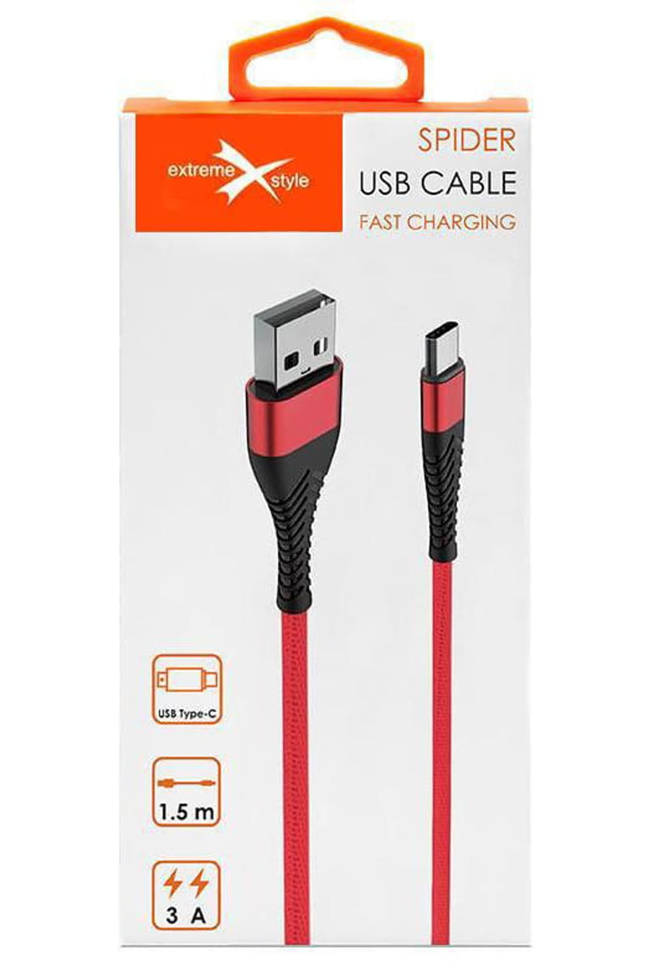 

Wzmocniony kabel pleciony Spider USB typ-C - eXtreme 1.5 m (czerwony)