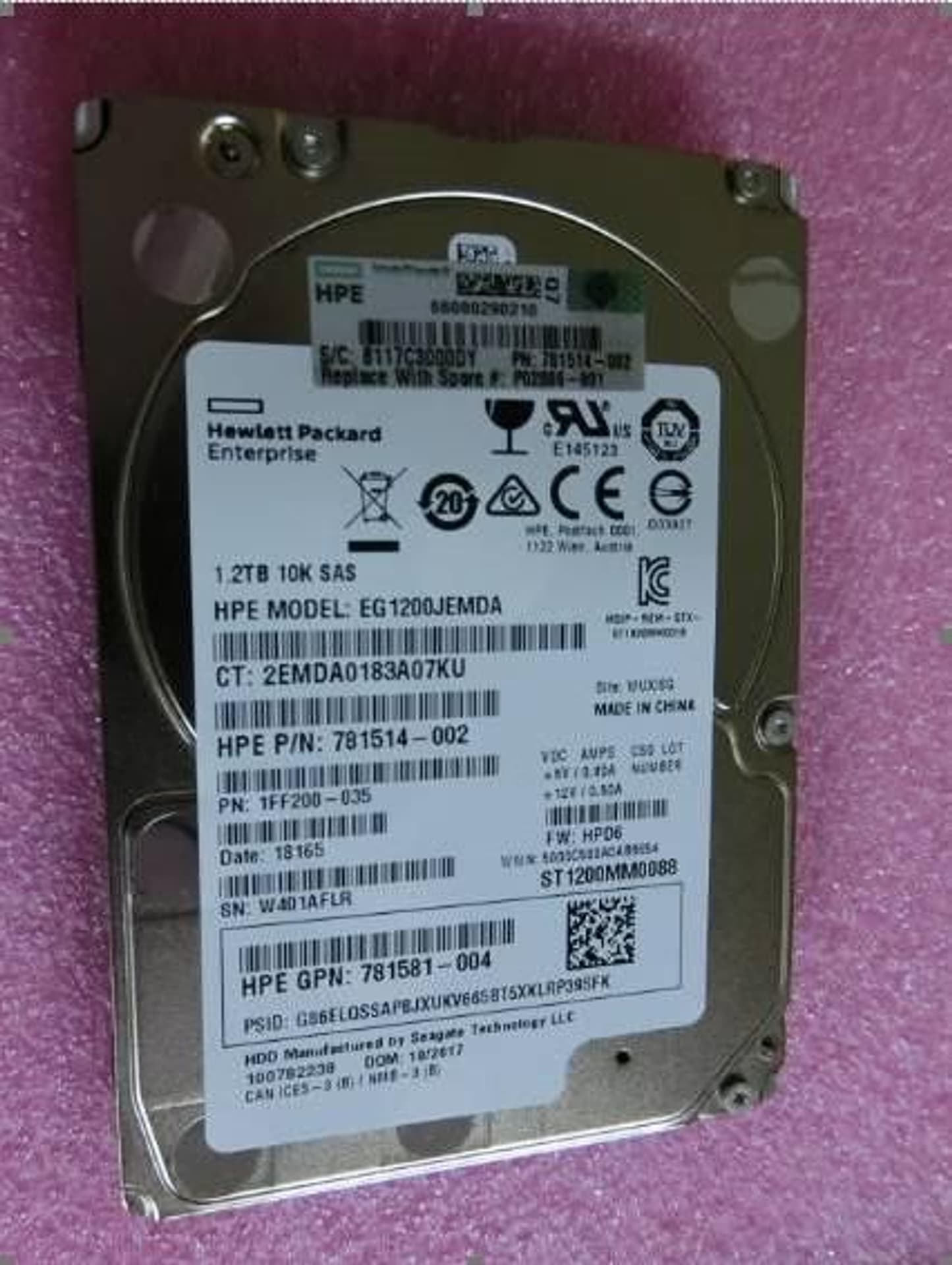 

Hewlett Packard Enterprise DRV HDD 1.2TB 10K SFF