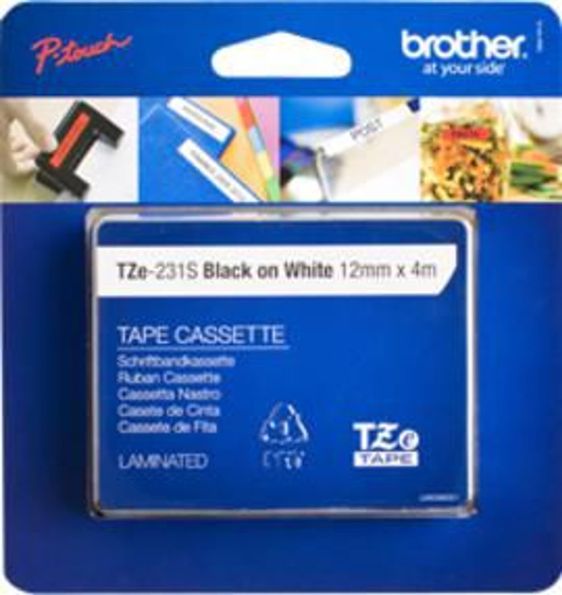 

Brother oryginalny taśma do drukarek etykiet, Brother, TZE-231S, czarny druk/biały podkład, laminowane, 4m, 12mm