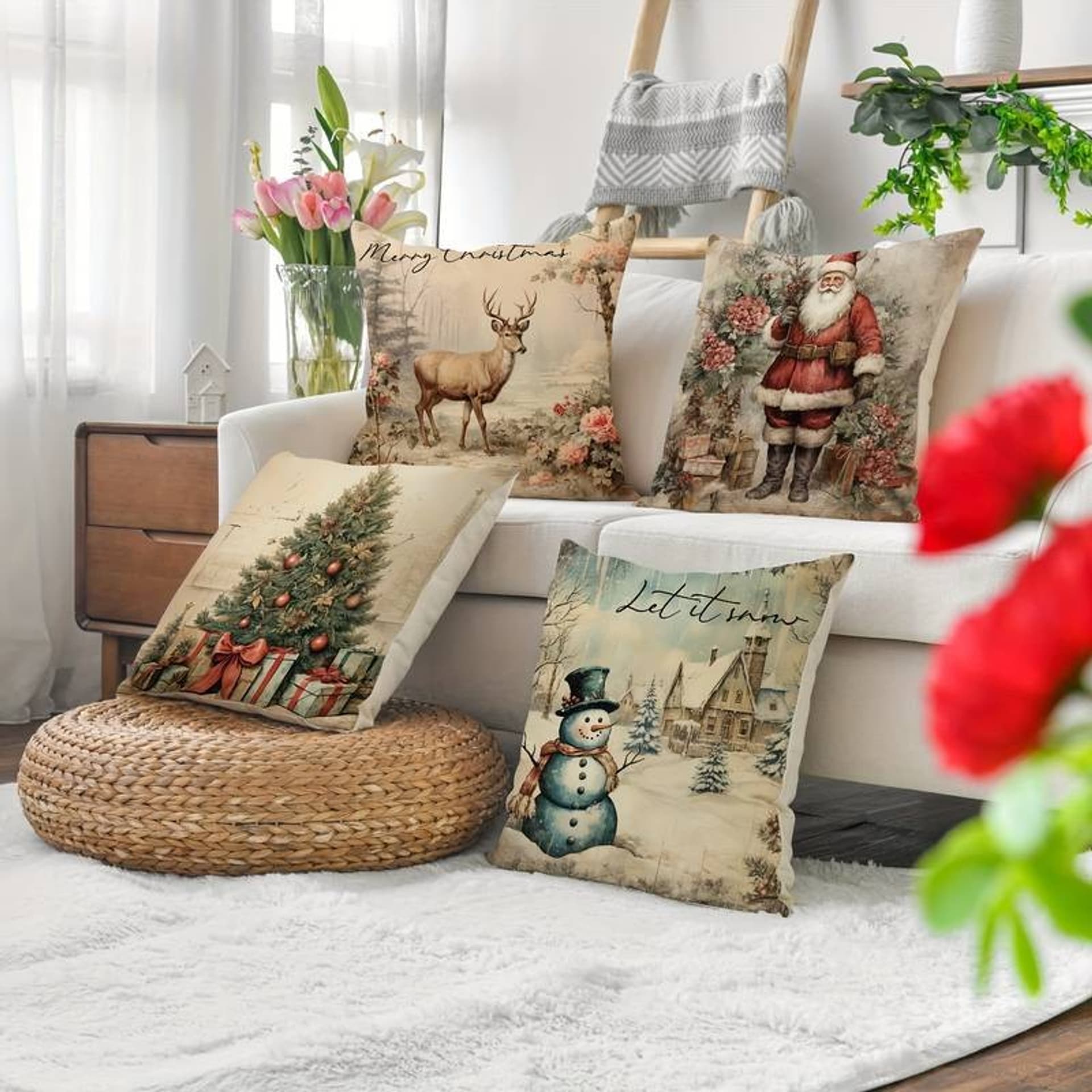 

Poszewka na poduszkę 45 x 45 cm motyw świąteczny BOHO POD114