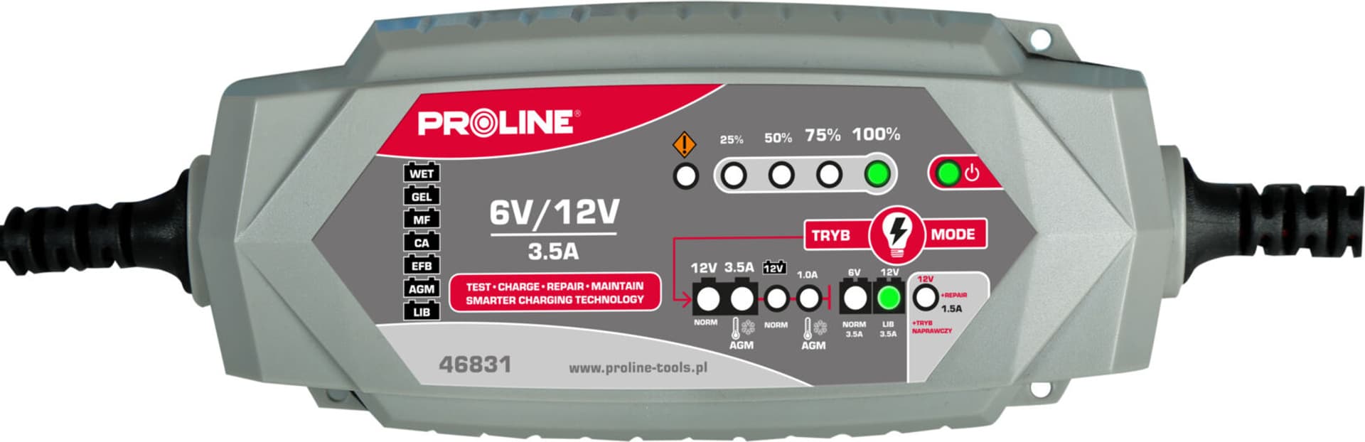 

Prostownik inwert. do akumulatorów sam. 12v, 3.5a ce proline