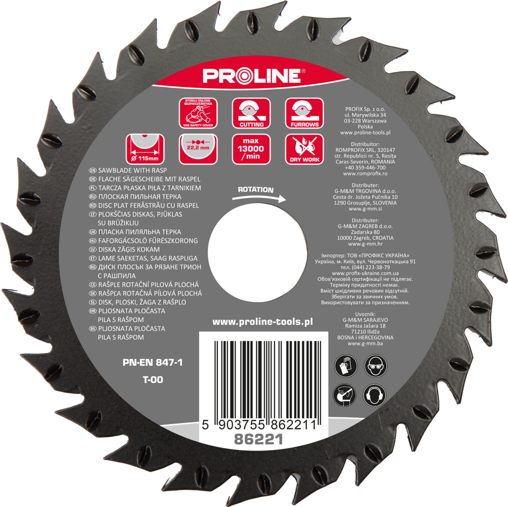 

Tarcza płaska piła z tarnikiem grube zęby 125mm proline