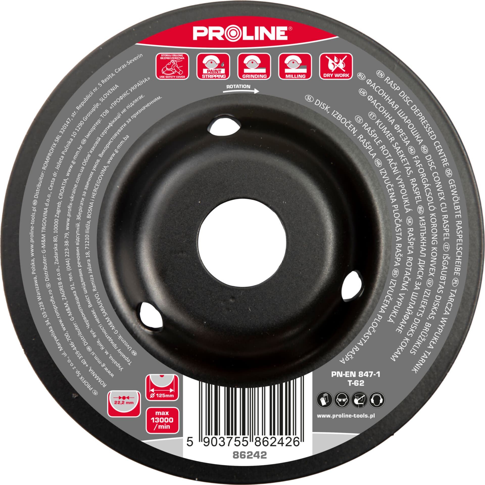 

Tarcza wypukła tarnik średnie zęby typ a 125mm proline