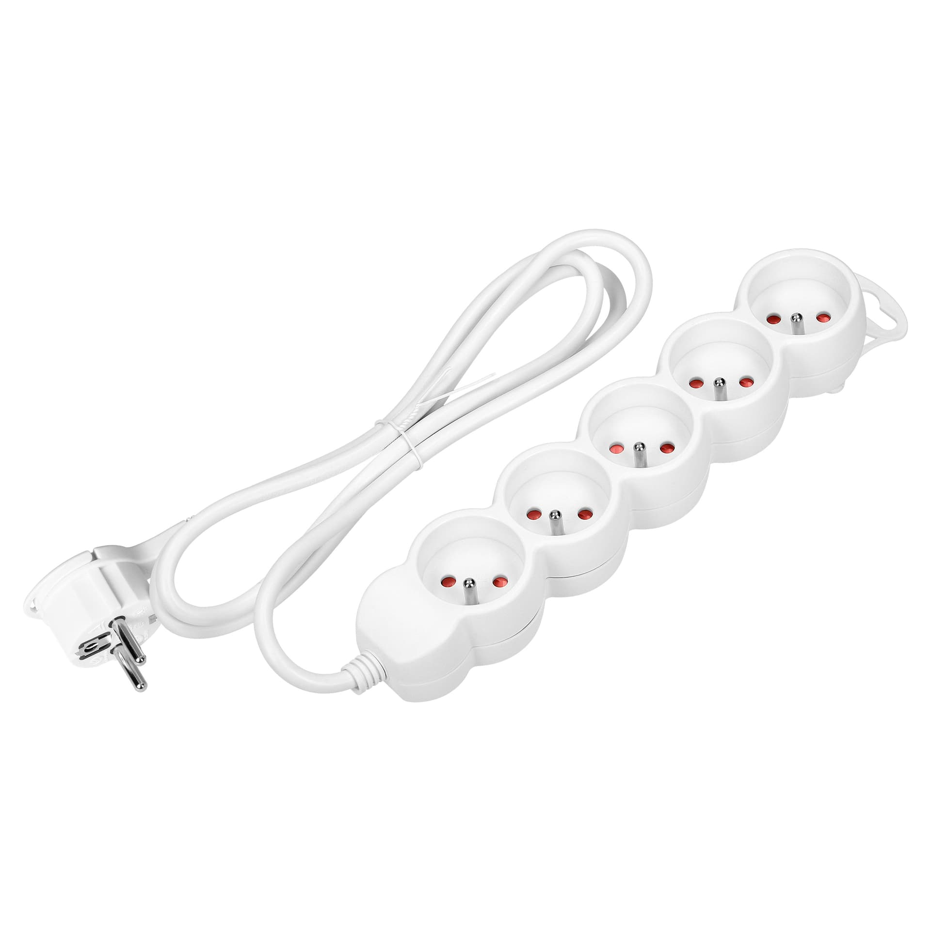

Przedłużacz 5-krotny 2P+Z, 5m H05VV-F 3x1,5mm2, Imax=16A, płaska wtyczka, biały