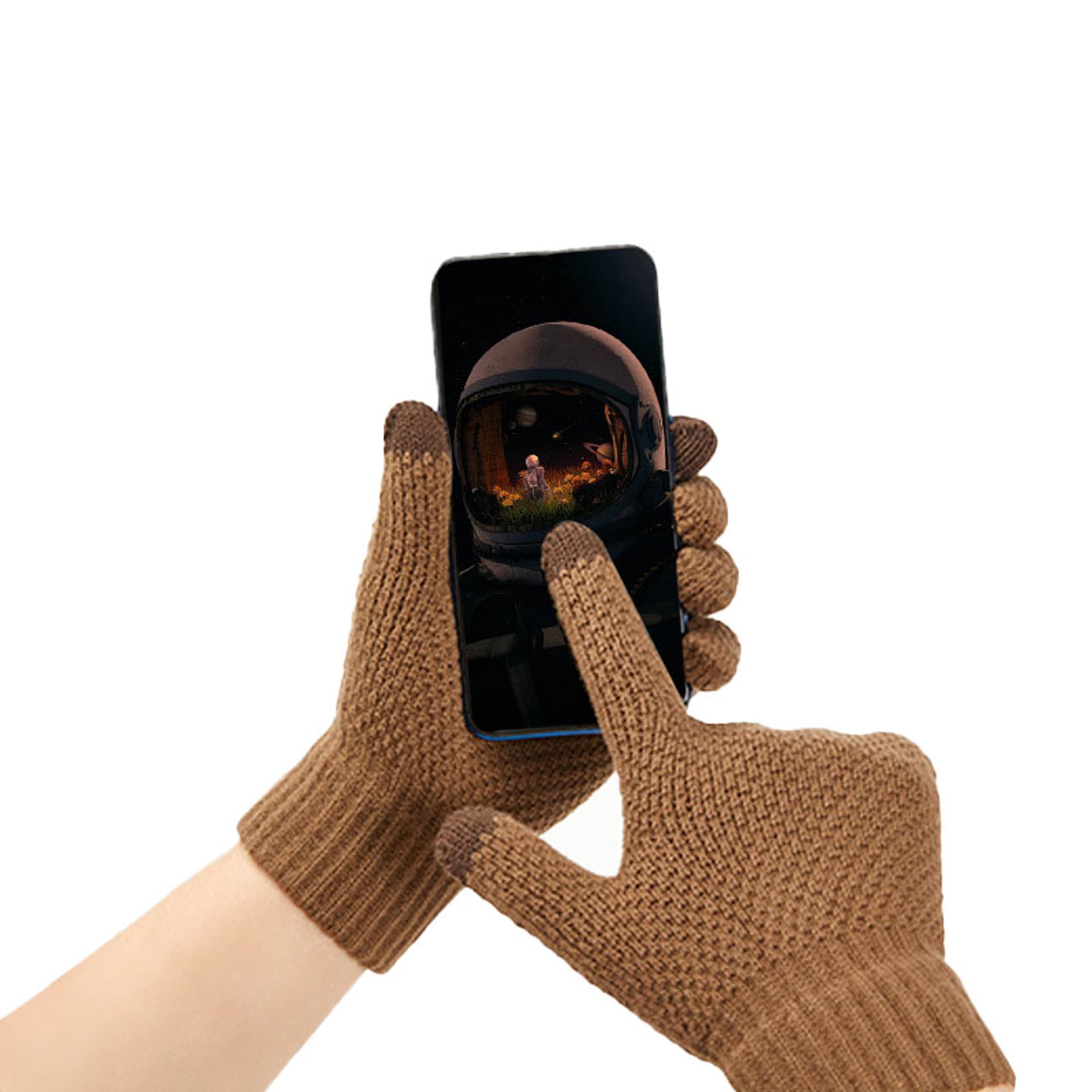

Rękawiczki zimowe dotykowe do telefonu 22x11cm unisex brązowe