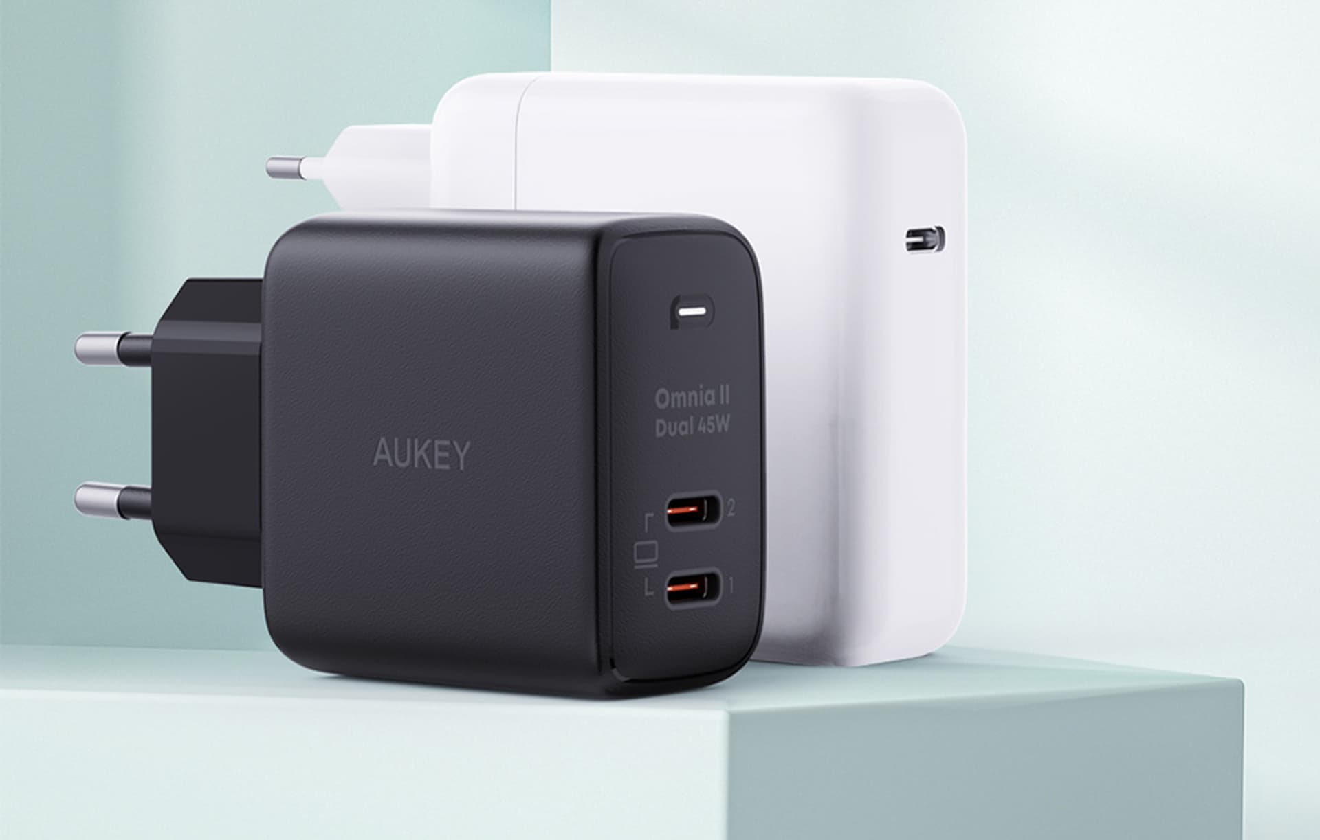 

Ładowarka sieciowa Aukey PA-B4T, 2xUSB-C, 45W (czarna)