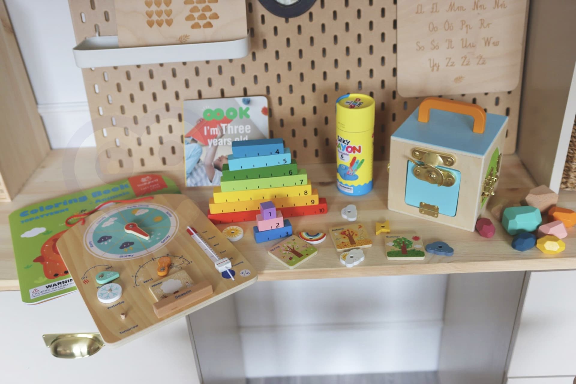 

Tooky Toy Edukacyjne Pudełko Montessori Układanka Liczydło Tablica Pogody 6w1 od 3 Lat