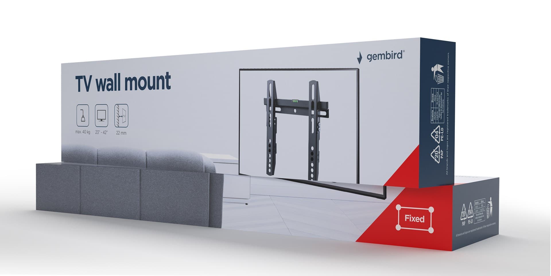 

GEMBIRD UCHWYT ŚCIENNY LCD 23"-42" VESA MAX 200 X 200MM, DO 40KG