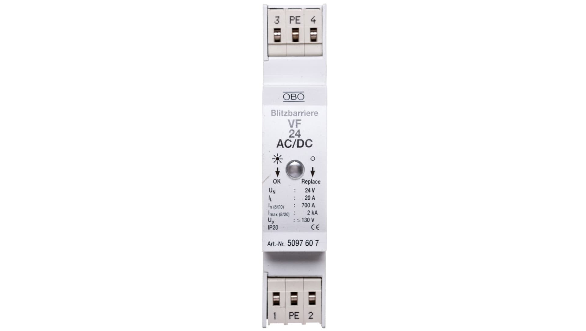 

Ogranicznik przepięć dla systemów dwużyłowych 46V DC 0,7kA 1,2kV VF24-AC/DC 5097607